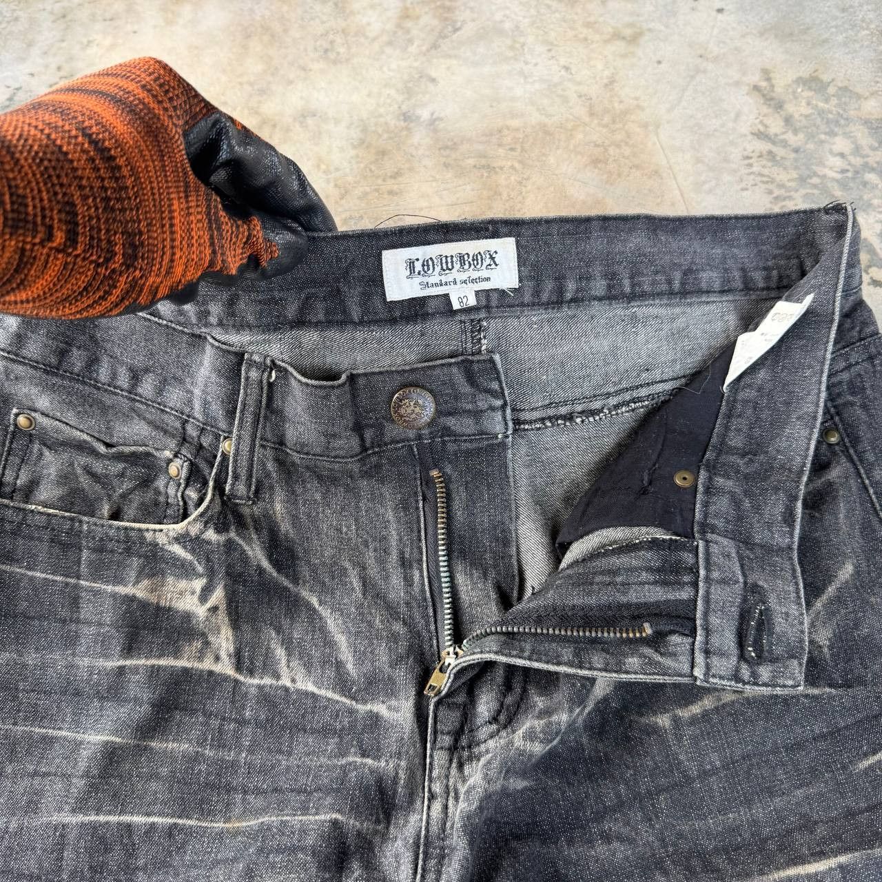 LOWBOX Archival LOWBOX Distressed Mud-Wash Denim Faded Black Grunge Size US 32 / EU 48 - 11 Thumbnail