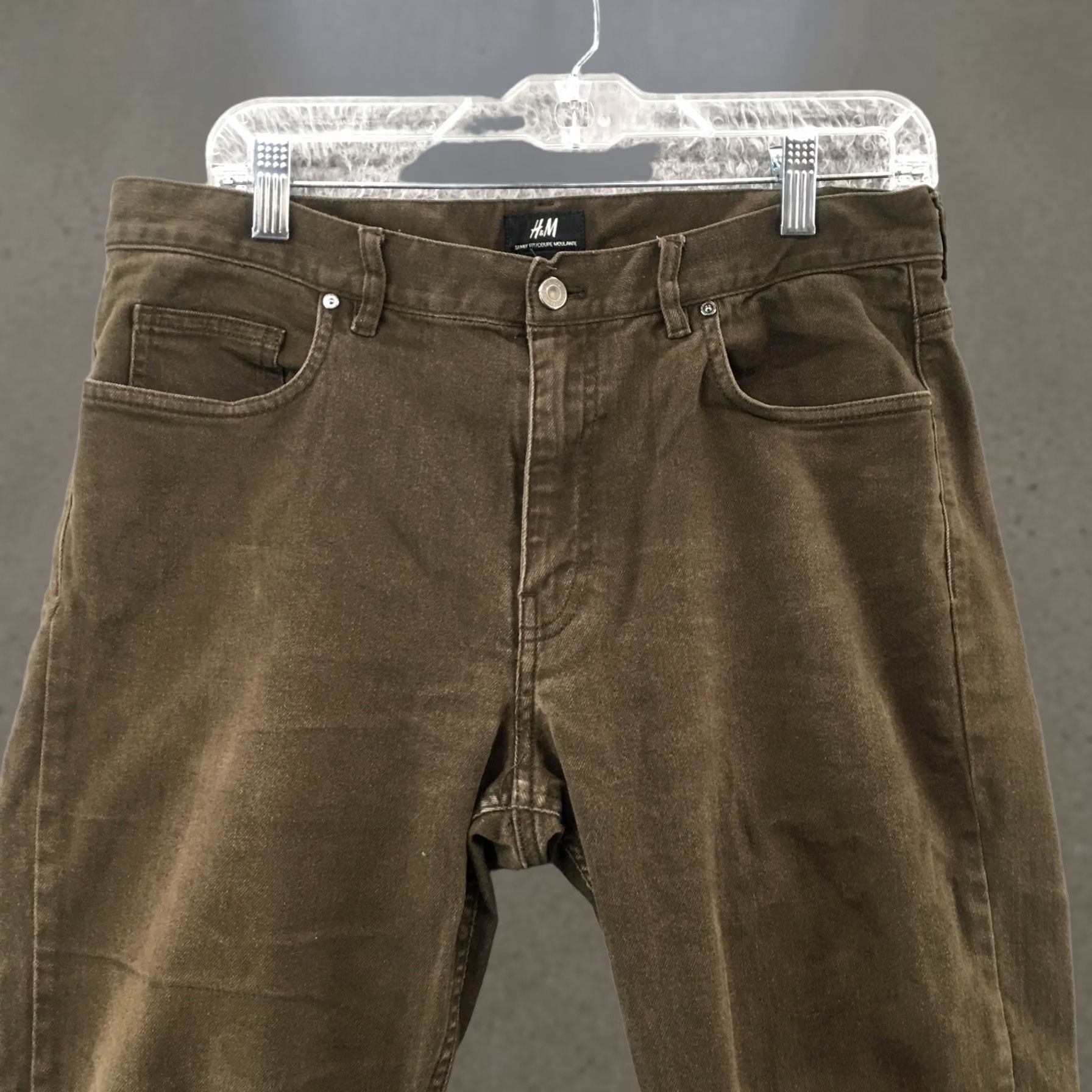 H&M H&M Skinny Fit Jeans Womens 32 Brown Zip Fly 5-Pocket Design Inseam 30.5 In. 32x30.5 Regular Rise Mid Cotton Blend Solid Decade Modern Vintage No Size 24" / US 00 / IT 34 - 1 Thumbnail