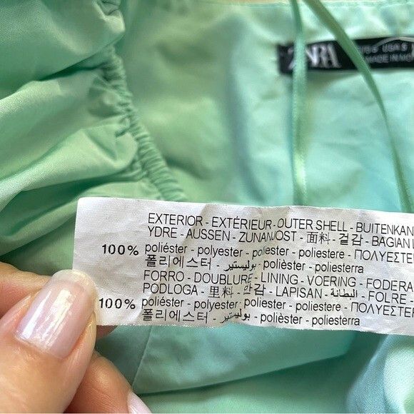 Zara Zara Mint Green Puff Sleeve One Shoulder Crop Top Size S / US 4 / IT 40 - 7 Thumbnail