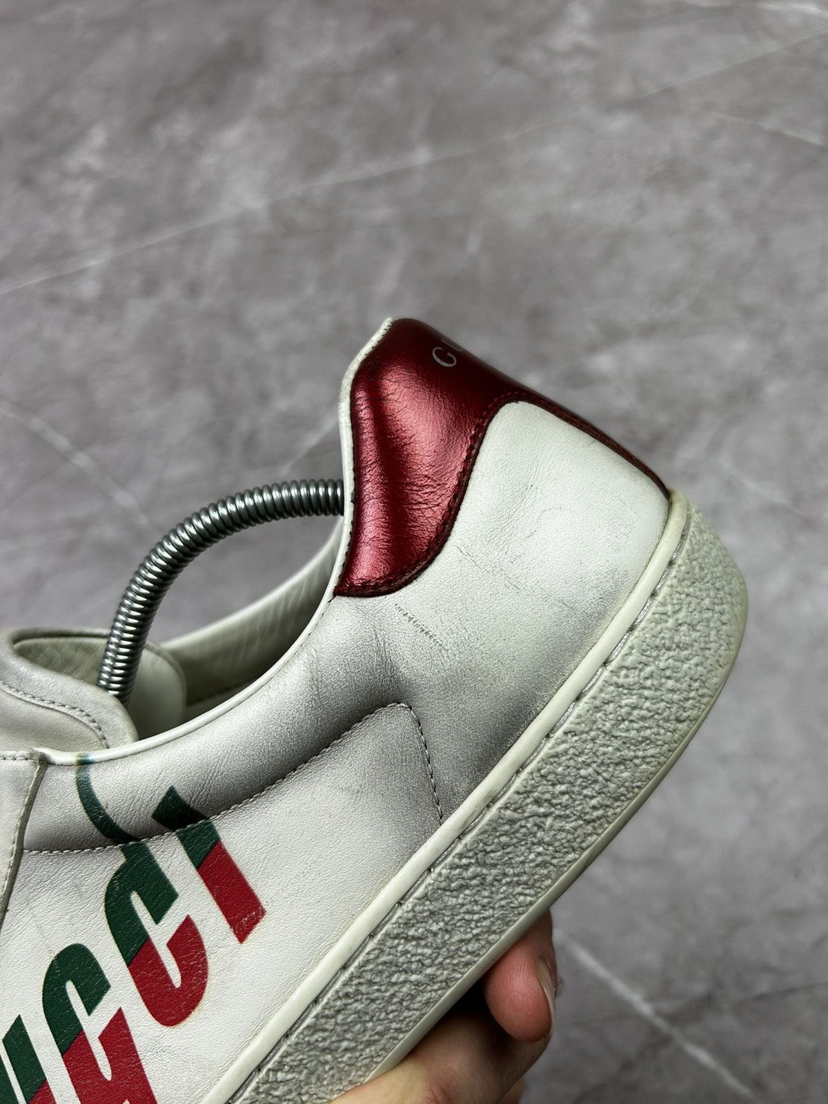 Designer Gucci Ace Blade Distressed Aged Lowtop sneakers Size US 10.5 / EU 43-44 - 13 Thumbnail