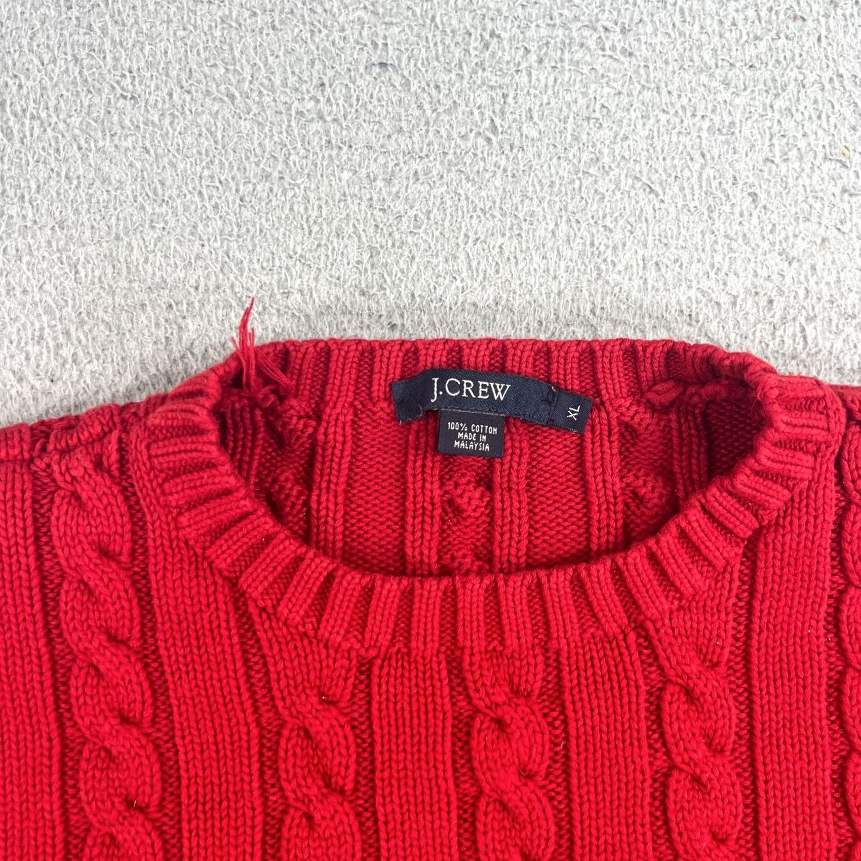 J.Crew VINTAGE J.CREW Fisherman Sweater XL Crew Neck Womens Red Pullover with Pockets Size XL / US 12-14 / IT 48-50 - 2 Thumbnail