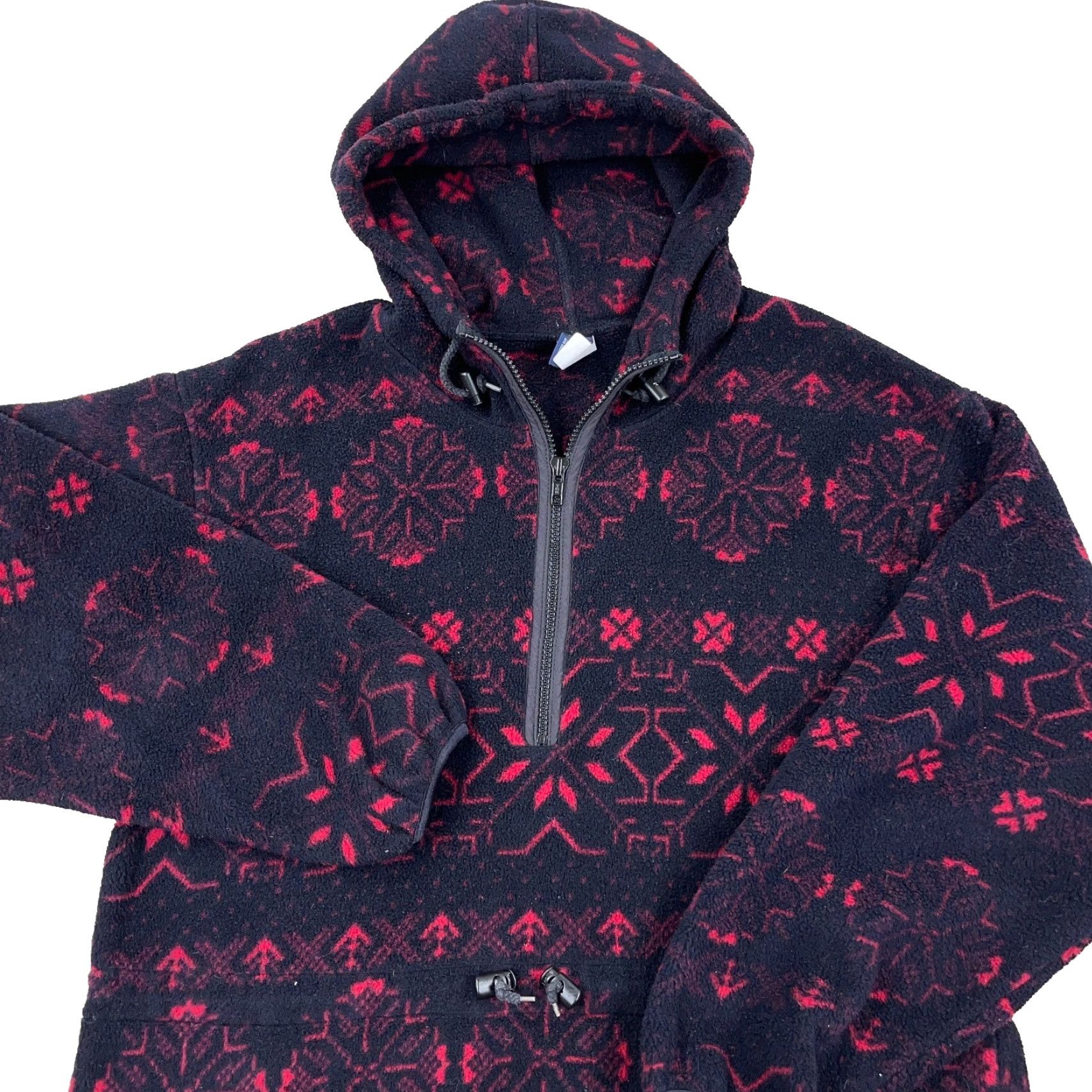 Lands' End VINTAGE Lands' End Jacket Women Medium Black Red Fleece Pullover Nordic USA 90s Size M / US 6-8 / IT 42-44 - 2 Thumbnail