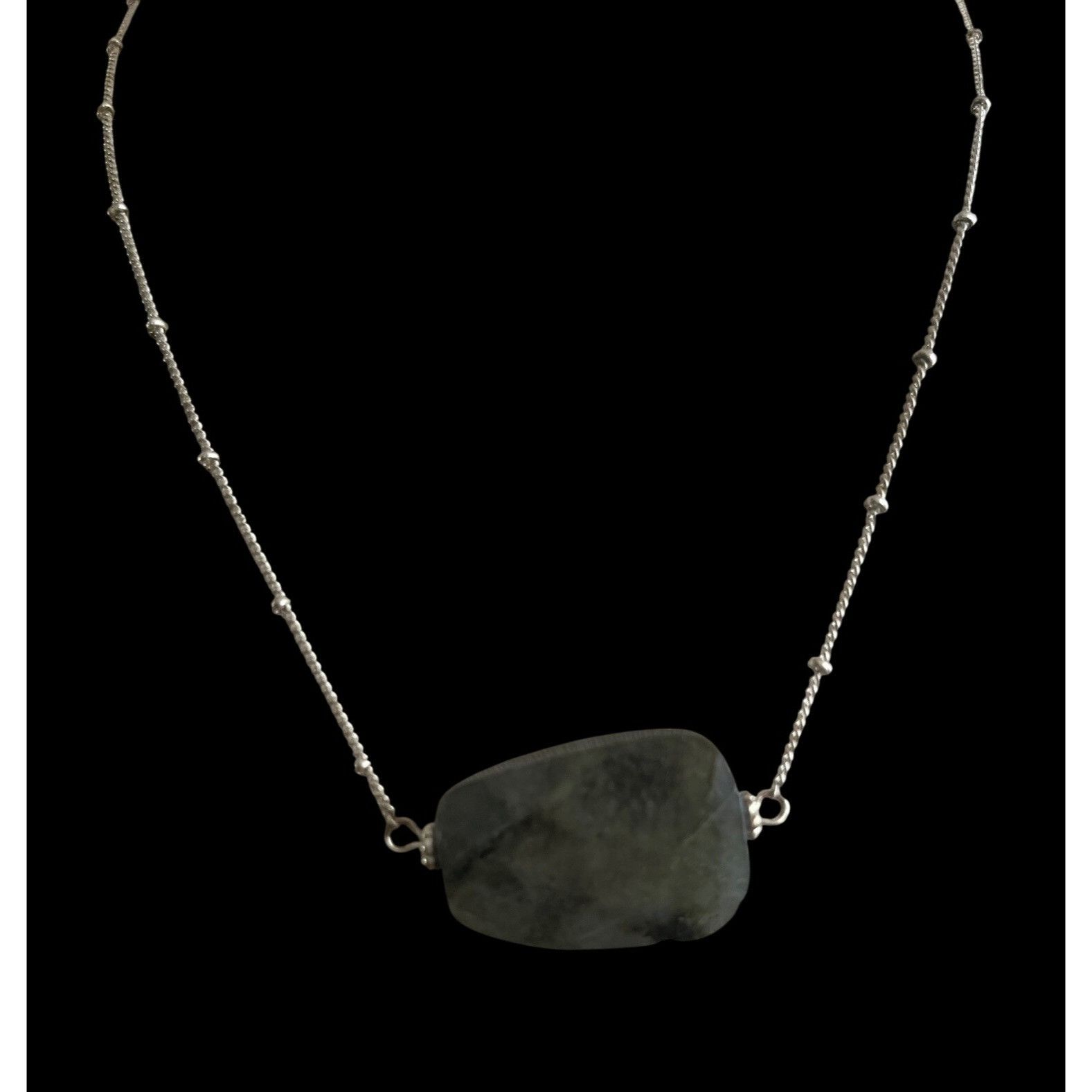 Other Silver toned Chain Necklace With Gray Stone Pendant Size ONE SIZE - 2 Thumbnail