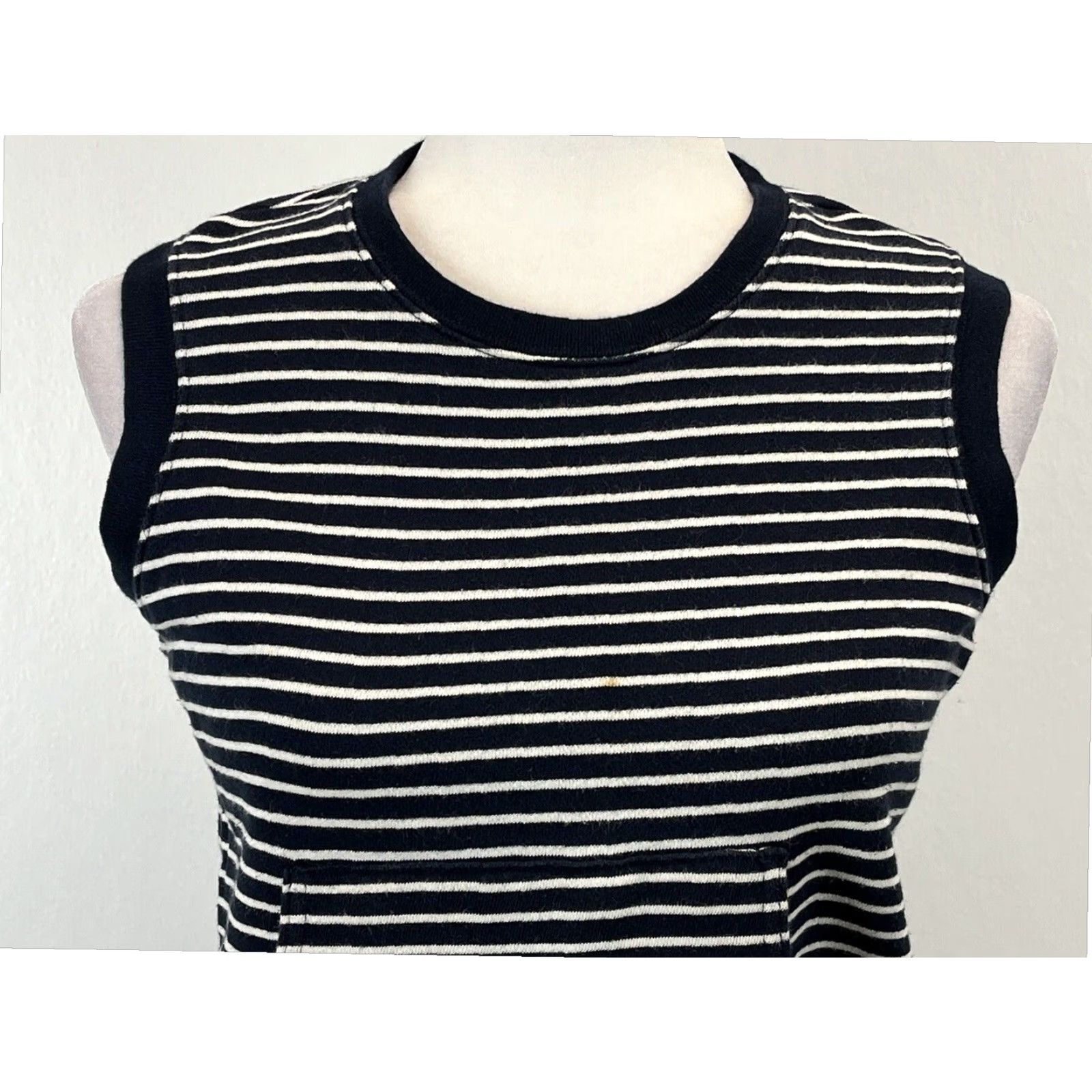 Ralph Lauren VINTAGE Polo Jeans Co Ralph Lauren Sleeveless Tank Dress Small Navy Blue Striped Preppy 90s Women Size 28" / US 6 / IT 42 - 5 Thumbnail