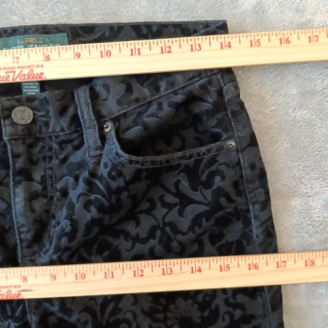 Ralph Lauren Lauren Ralph Lauren Pants Womens Size 4 Black Floral Velvet 27x29 Mid Rise Pants Size 27" / US 4 / IT 40 - 3 Thumbnail