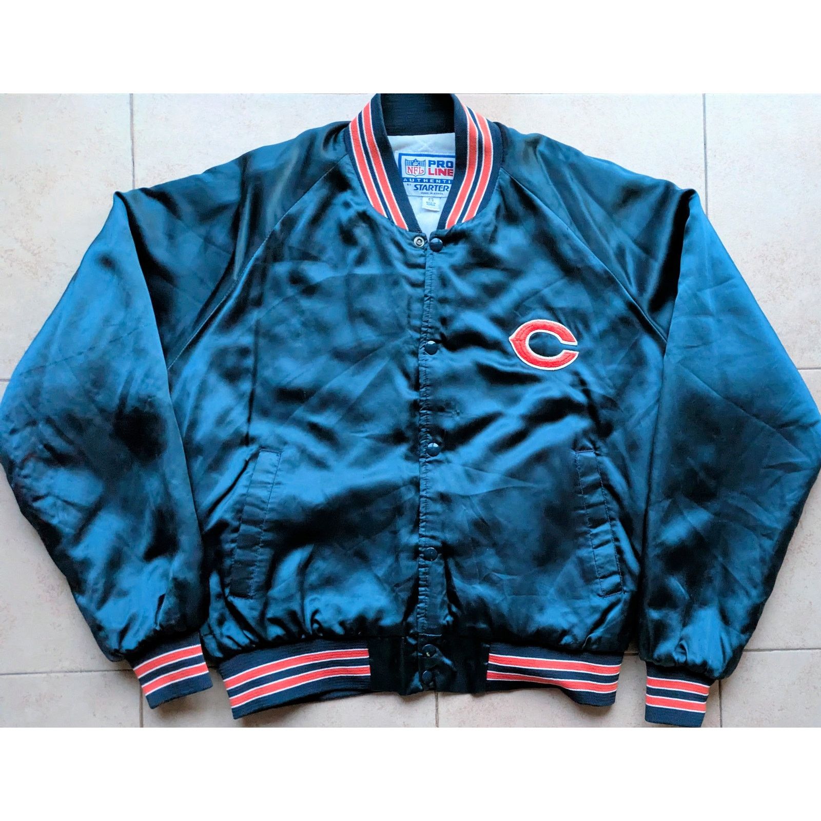 NFL × Starter Chicago Bears 80s 90s satin Varsity M L navy orange NFL vtg Size US L / EU 52-54 / 3 - 3 Thumbnail