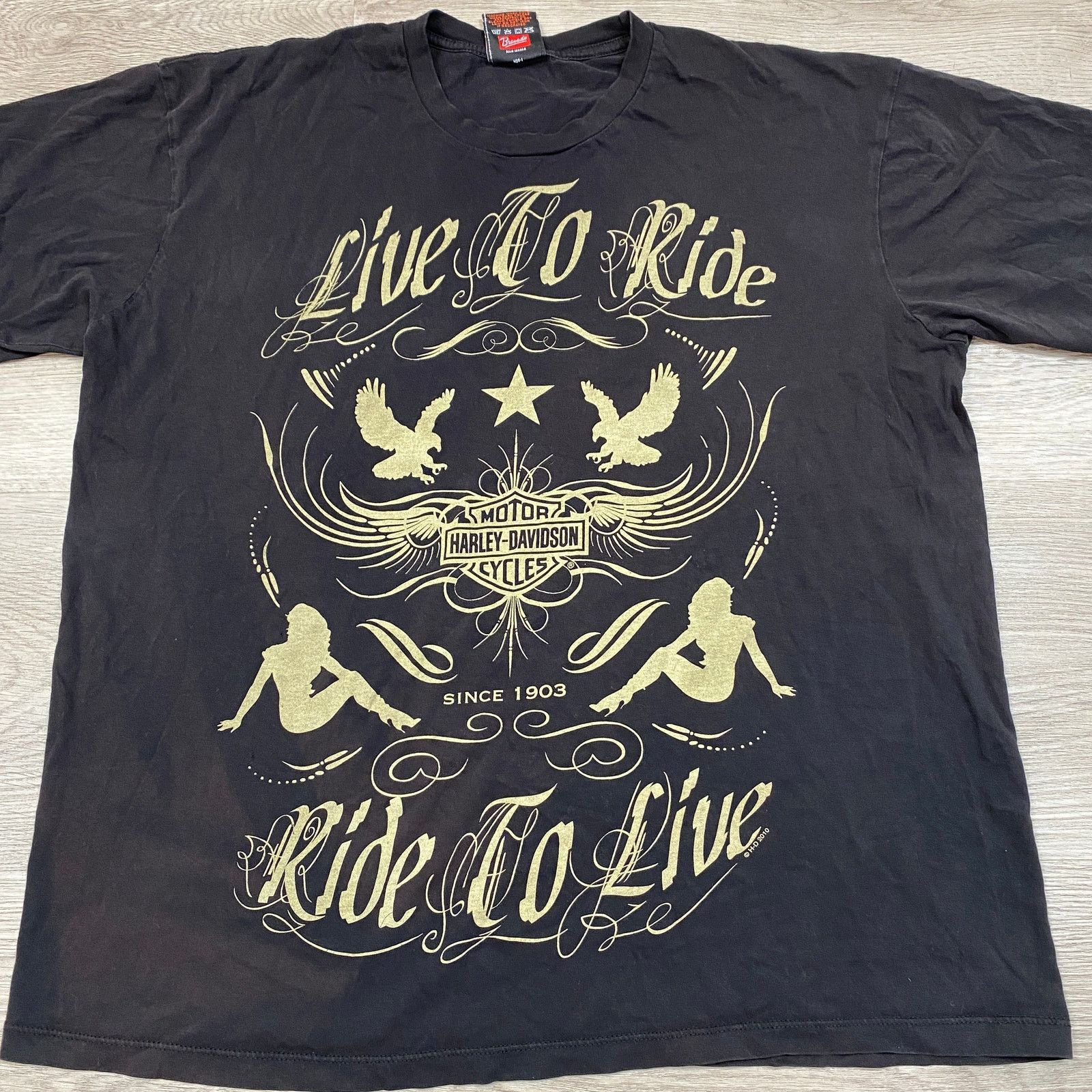 Harley Davidson Harley Davidson Live to Ride Ride to Live Shirt XL Y2K Biker Size US XL / EU 56 / 4 - 2 Thumbnail