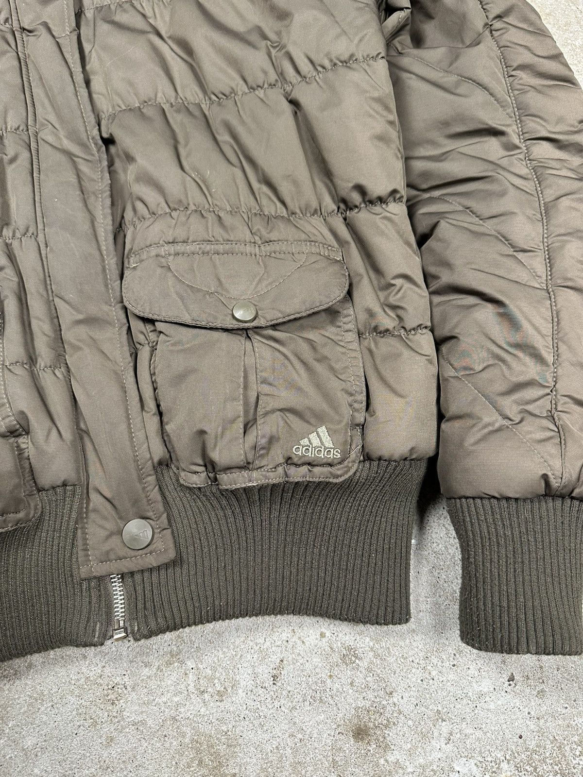 Adidas × Vintage Vintage Y2K Brown Adidas Hooded Bomber Jacket Utility Size US S / EU 44-46 / 1 - 3 Thumbnail