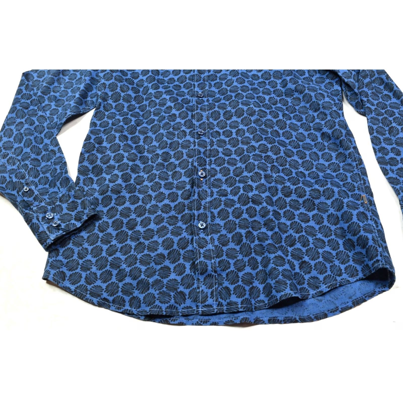 Hugo Boss HUGO BOSS Linen Shirt Mens Medium Blue Geometric Long Sleeve Button-Down Regular Size US M / EU 48-50 / 2 - 4 Thumbnail