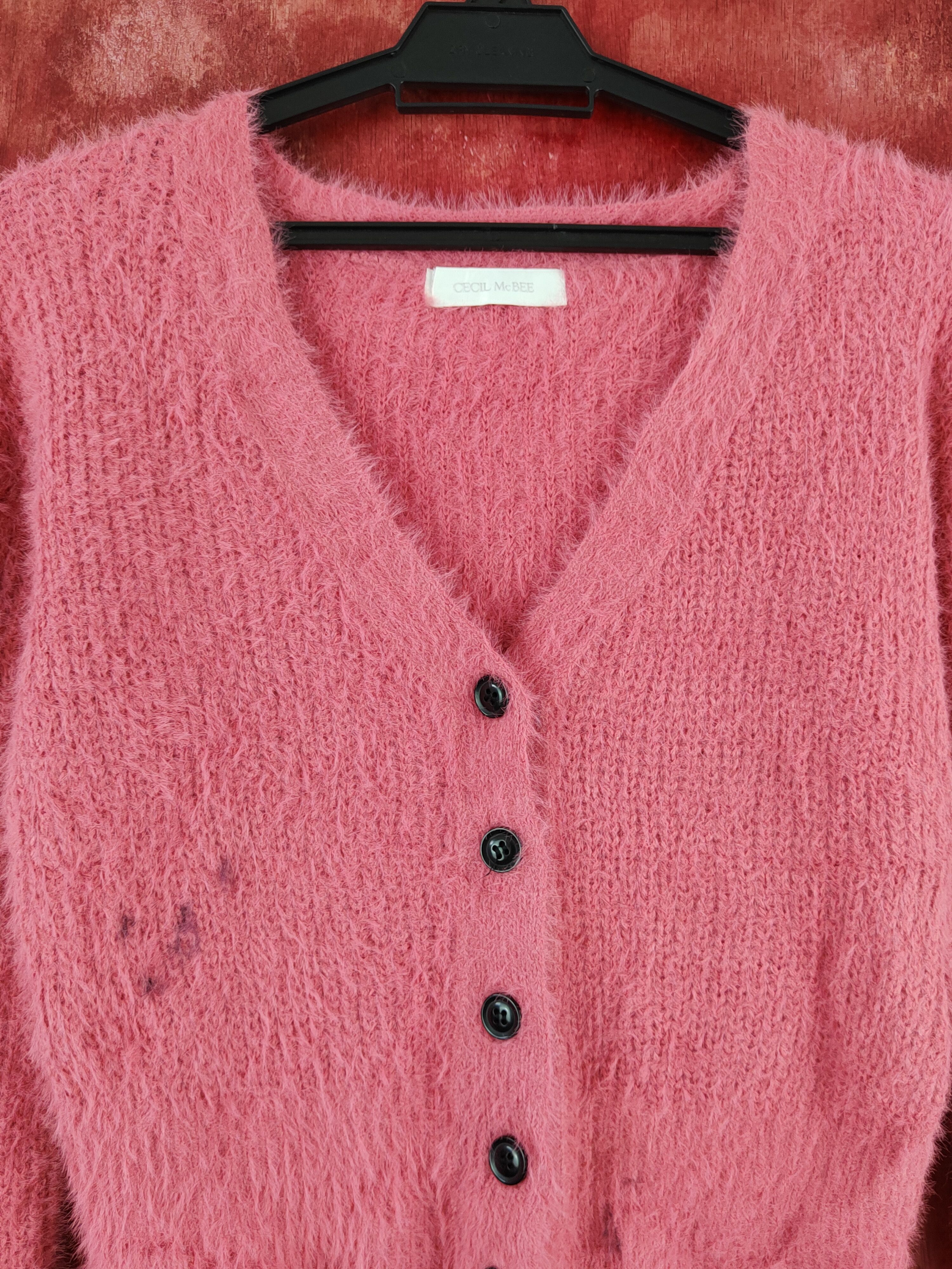 Japanese Brand × Vintage Cecil McBee Pink Shag Shaggy Fur Mohair Knitwear#S2020 Size M / US 6-8 / IT 42-44 - 2 Thumbnail