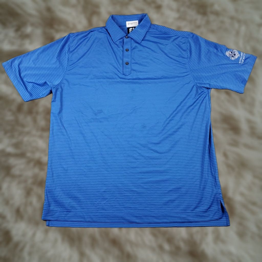 Footjoy FJ Polo Shirt Mens XL Blue Striped Golf Short Sleeve Shirt Polo Size US XL / EU 56 / 4 - 1 Thumbnail