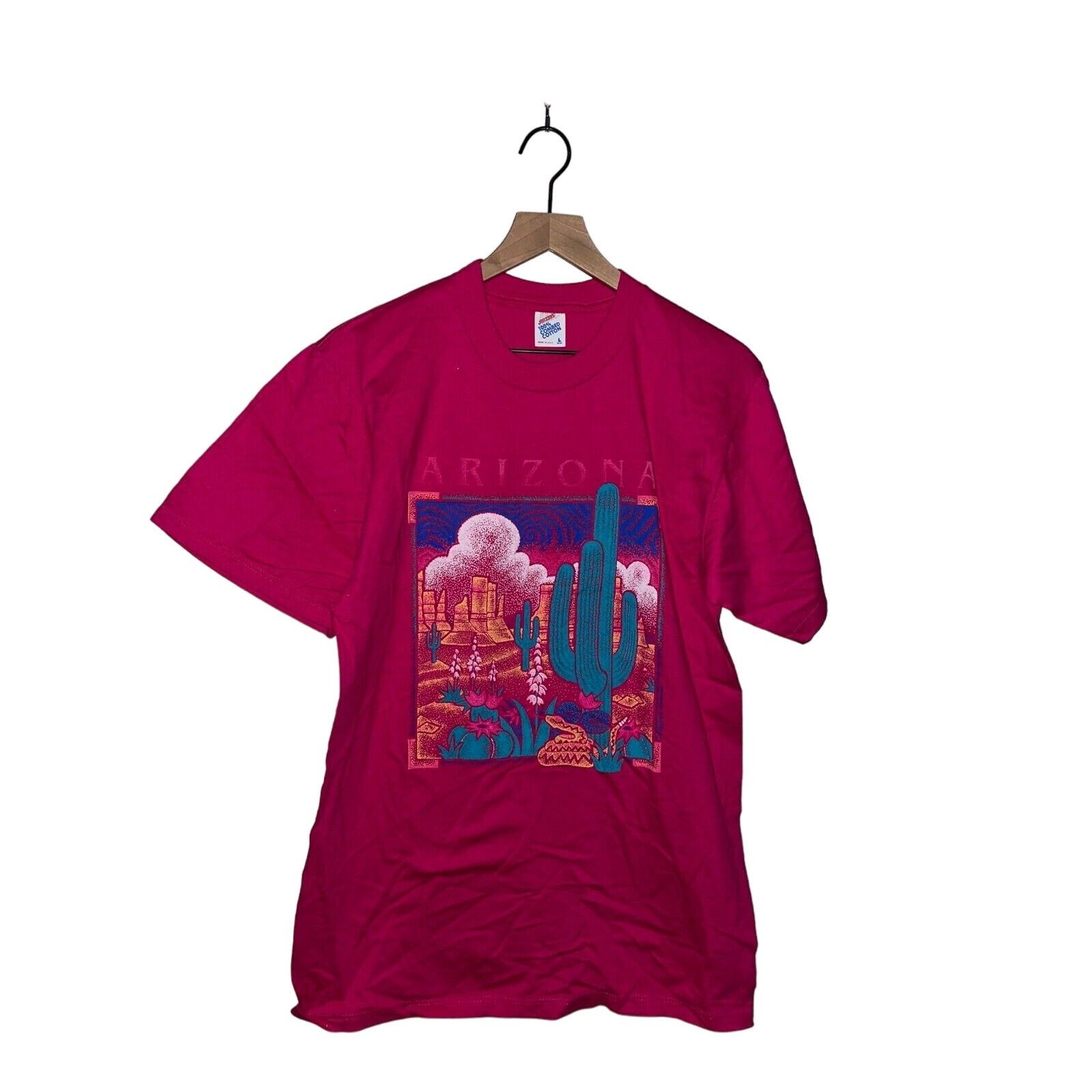 Jerzees Vintage Arizona Desert Shirt Cactus Pink Tee VTG 90s Large Size US L / EU 52-54 / 3 - 1 Thumbnail