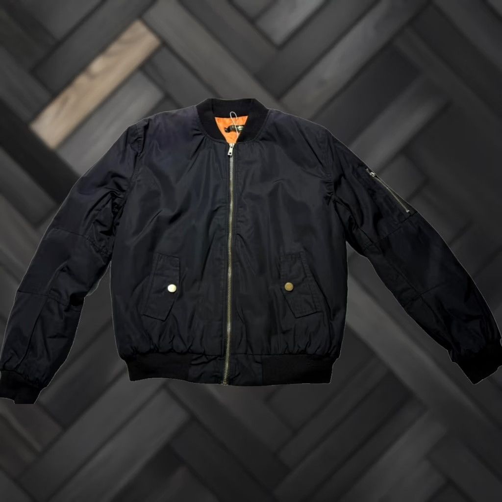 Vintage Realty Fashion Bomber Jacket M Black Polyester Full Zip Pockets - Winter Casual Mens Size US M / EU 48-50 / 2 - 1 Thumbnail