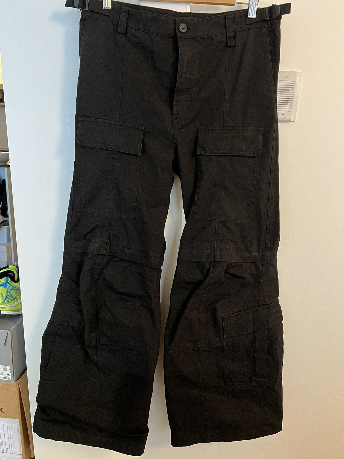 image of Balenciaga Fw23 Black Cargo Trouser Flared New Large, Men's (Size 34)