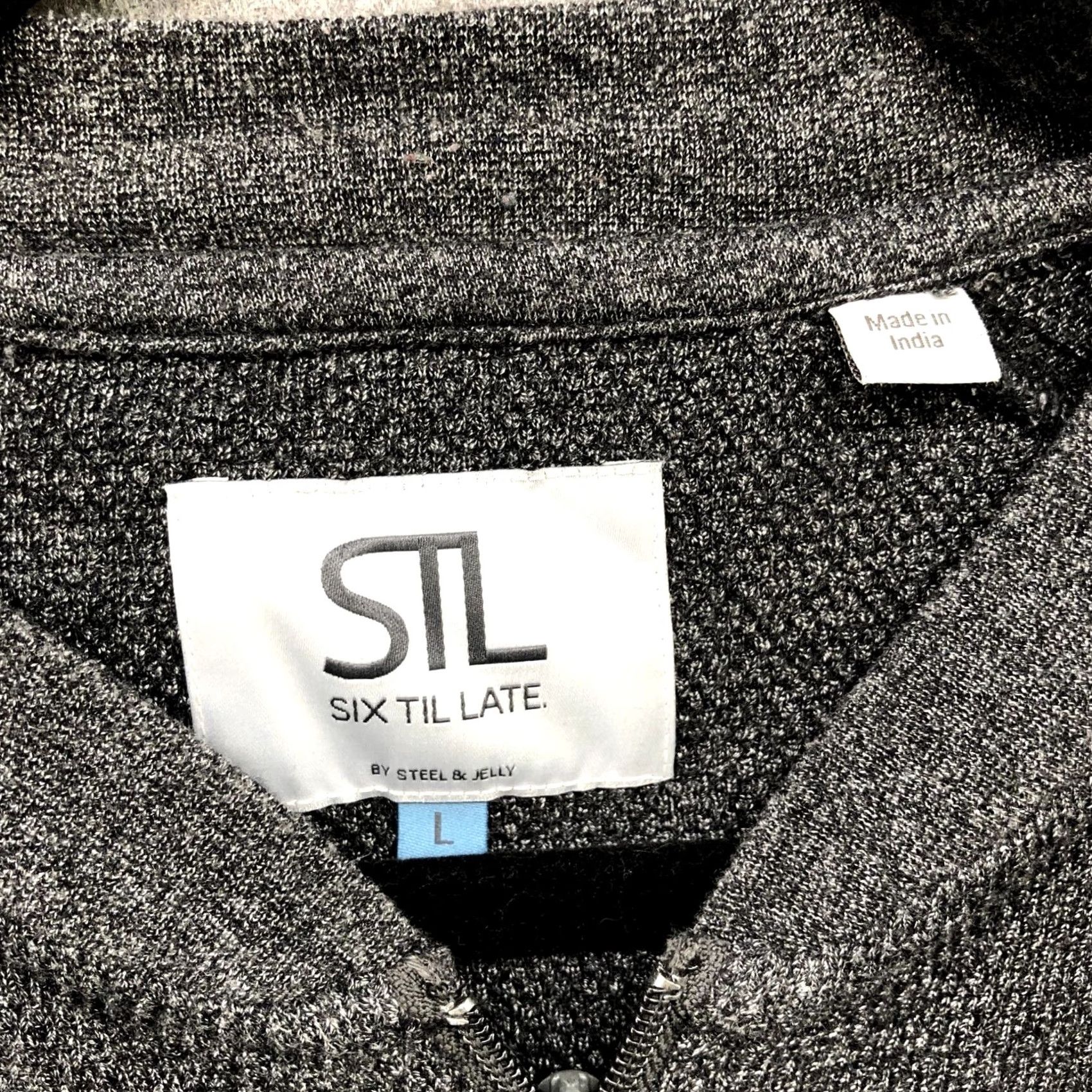 Vintage Steel & Jelly Full Zip Sweater Mens L Gray Knit Cotton Blend Textured Knit Slub Casual Crew Neck Size US L / EU 52-54 / 3 - 6 Thumbnail