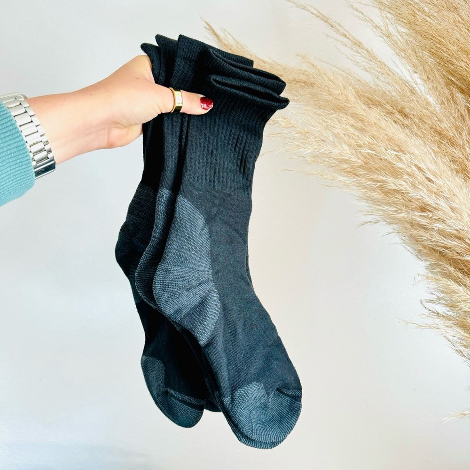Happy Socks NEW BOMBAS Black Grey Gray Toe Heel Tube Crew Socks M Set 3 Size ONE SIZE - 1 Thumbnail