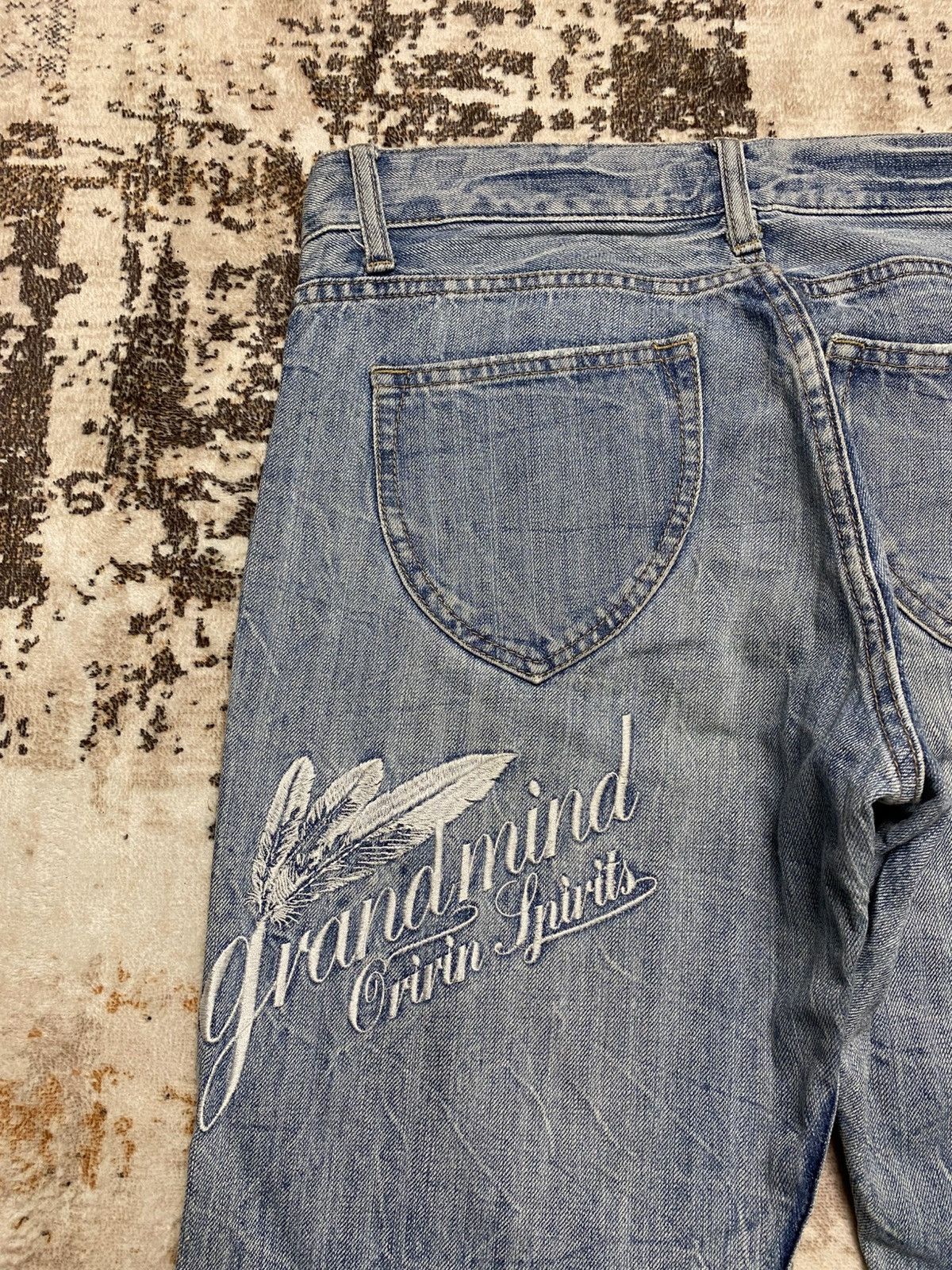 Le Grande Bleu (L.G.B.) Rare Baggy Jean With Emroidery Feather💥 Size US 30 / EU 46 - 4 Thumbnail