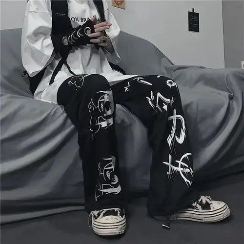 Other Black Harajuku printed anime sweatpants Size US 32 / EU 48 - 2 Thumbnail