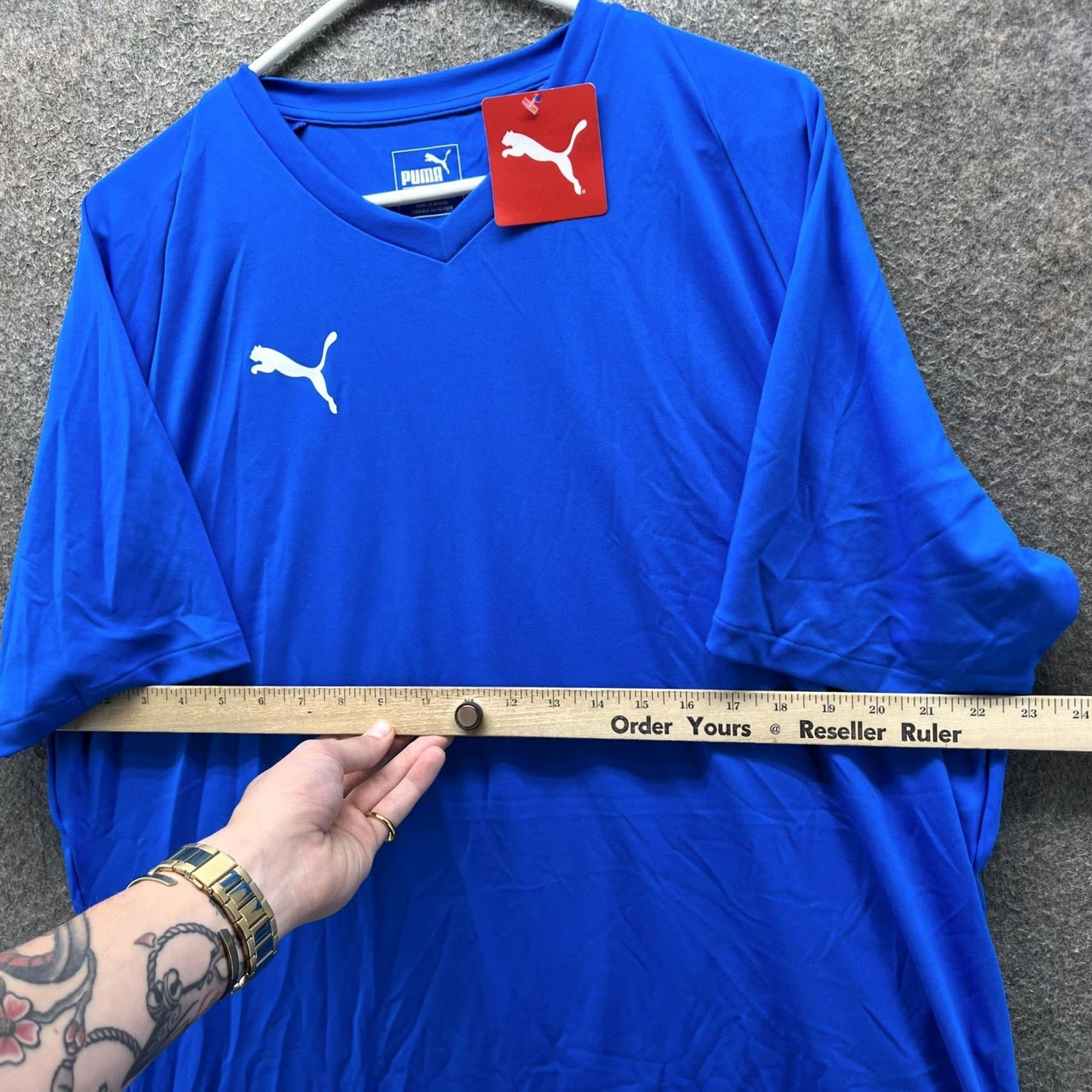 Puma PUMA Jersey Shirt Mens 2XL Blue LIGA Core DryCELL Short Sleeve Soccer Top Size US XXL / EU 58 / 5 - 5 Thumbnail