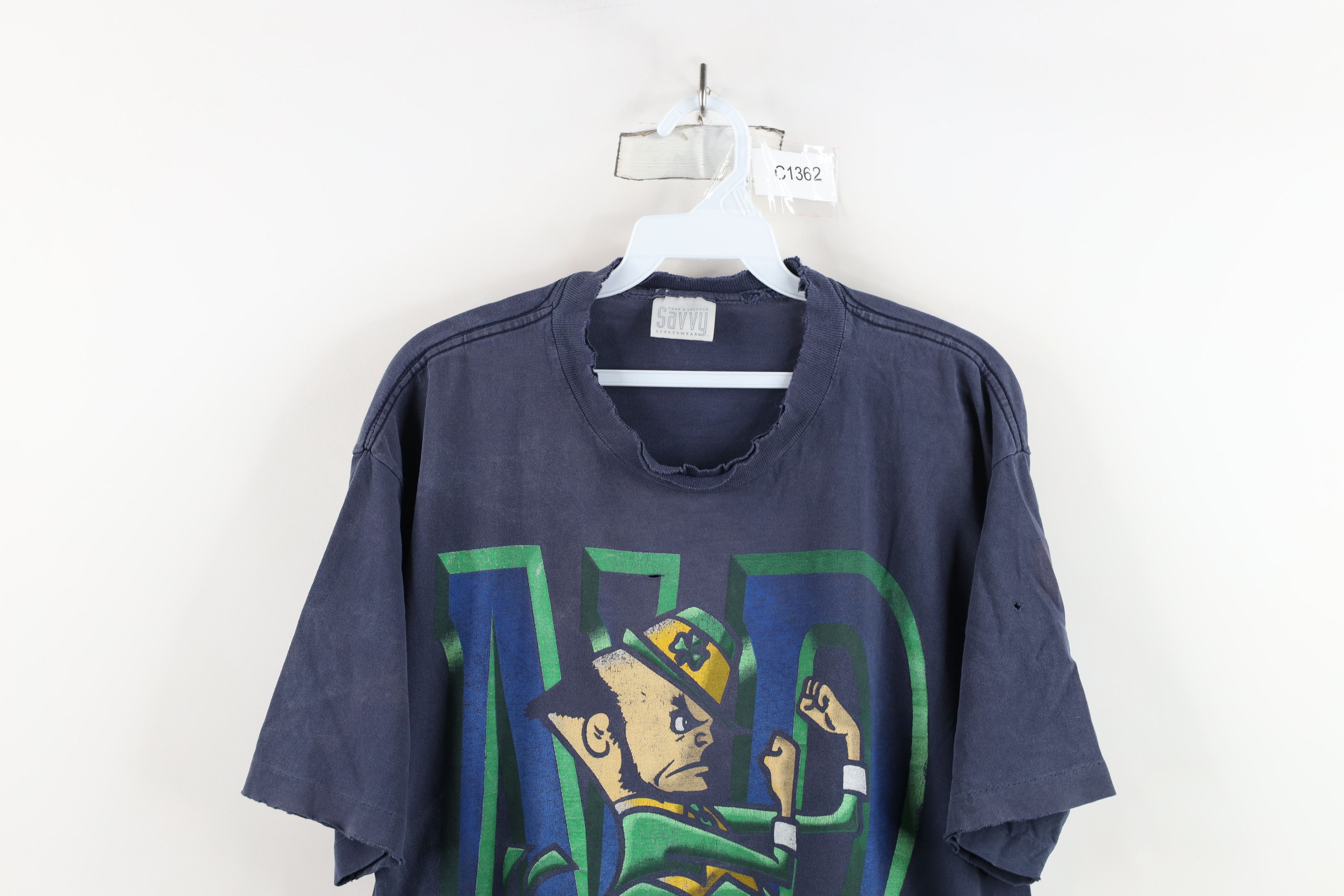 Vintage Vintage 90s Big Logo Notre Dame University T-Shirt Blue Size US L / EU 52-54 / 3 - 2 Thumbnail