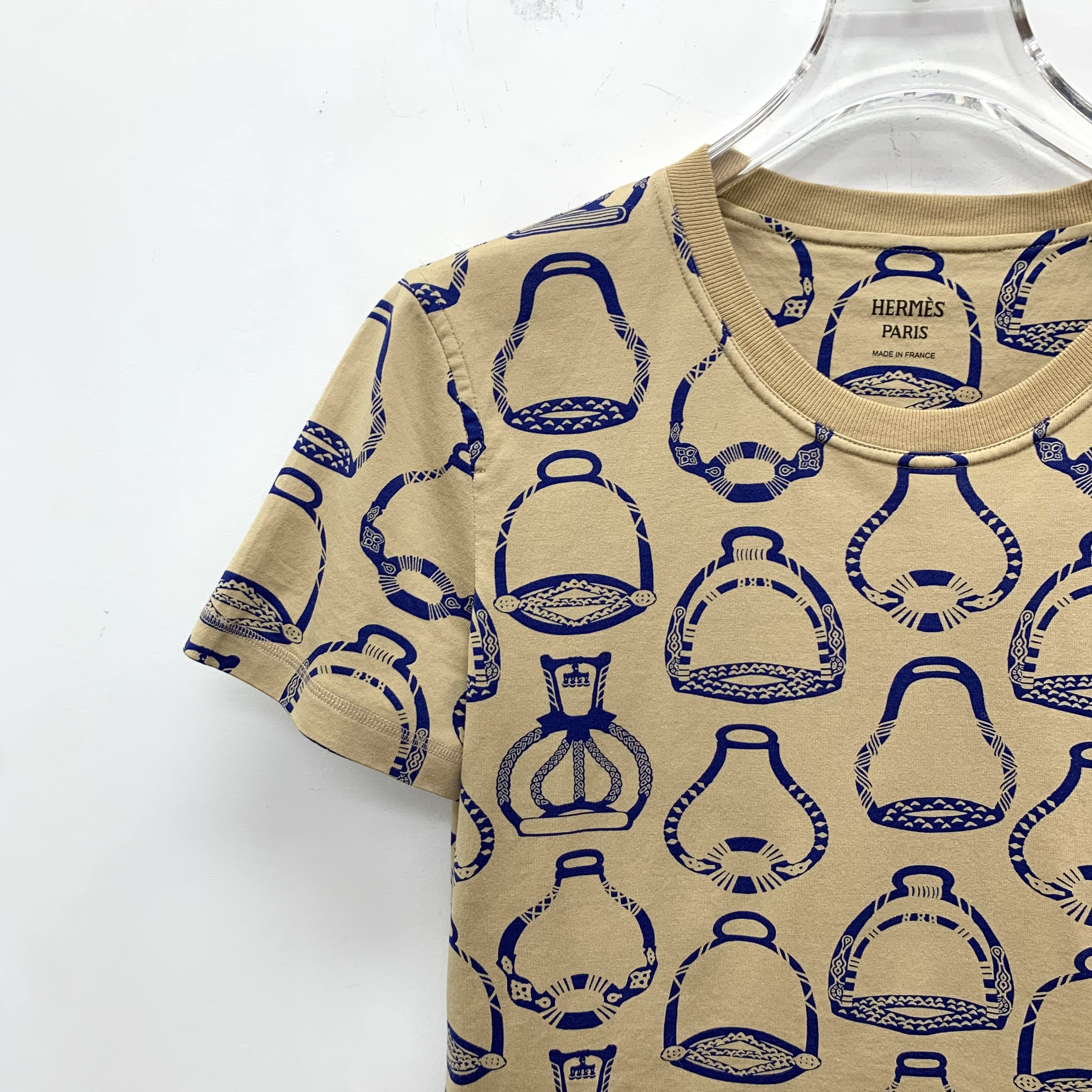 Hermes Hermes Printed Cotton T-Shirt Ginger (M) Size M / US 6-8 / IT 42-44 - 3 Thumbnail