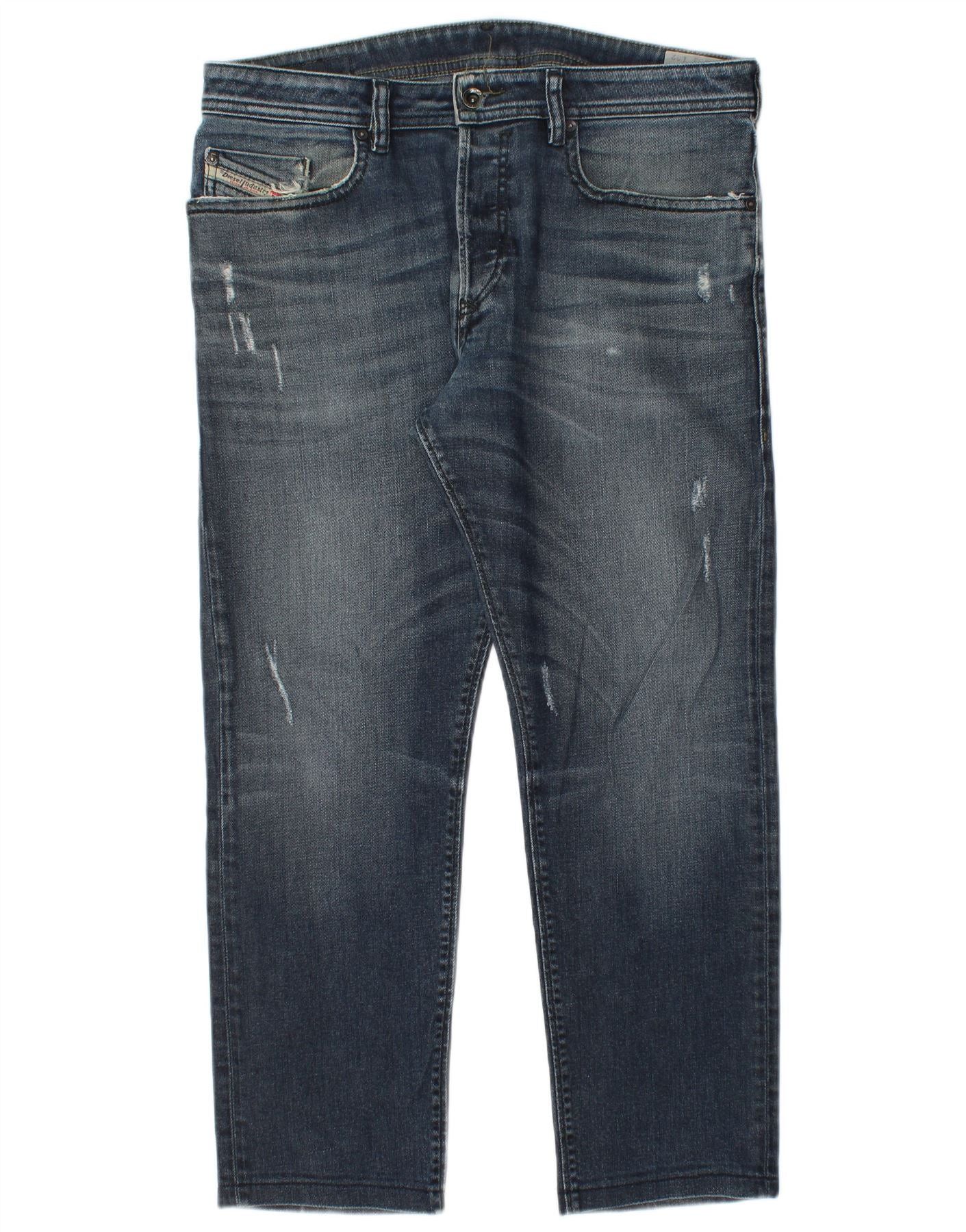 Diesel Mens Distressed Straight Jeans W33 L27 Blue Size US 33 - 1 Thumbnail