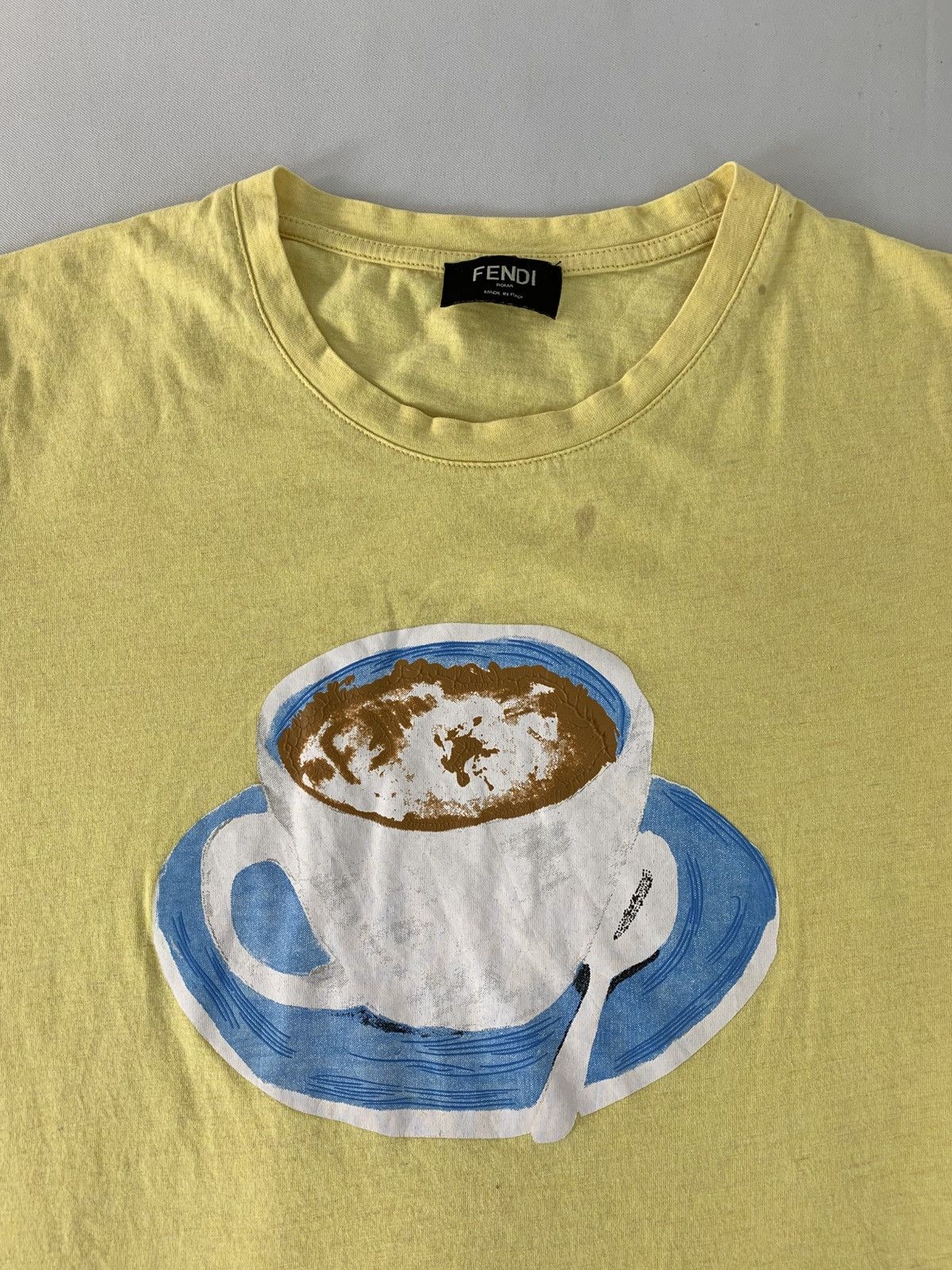 Fendi Fendi Roma Italia Cup Coffee Graphic Screen Printed Tee Size US S / EU 44-46 / 1 - 4 Thumbnail