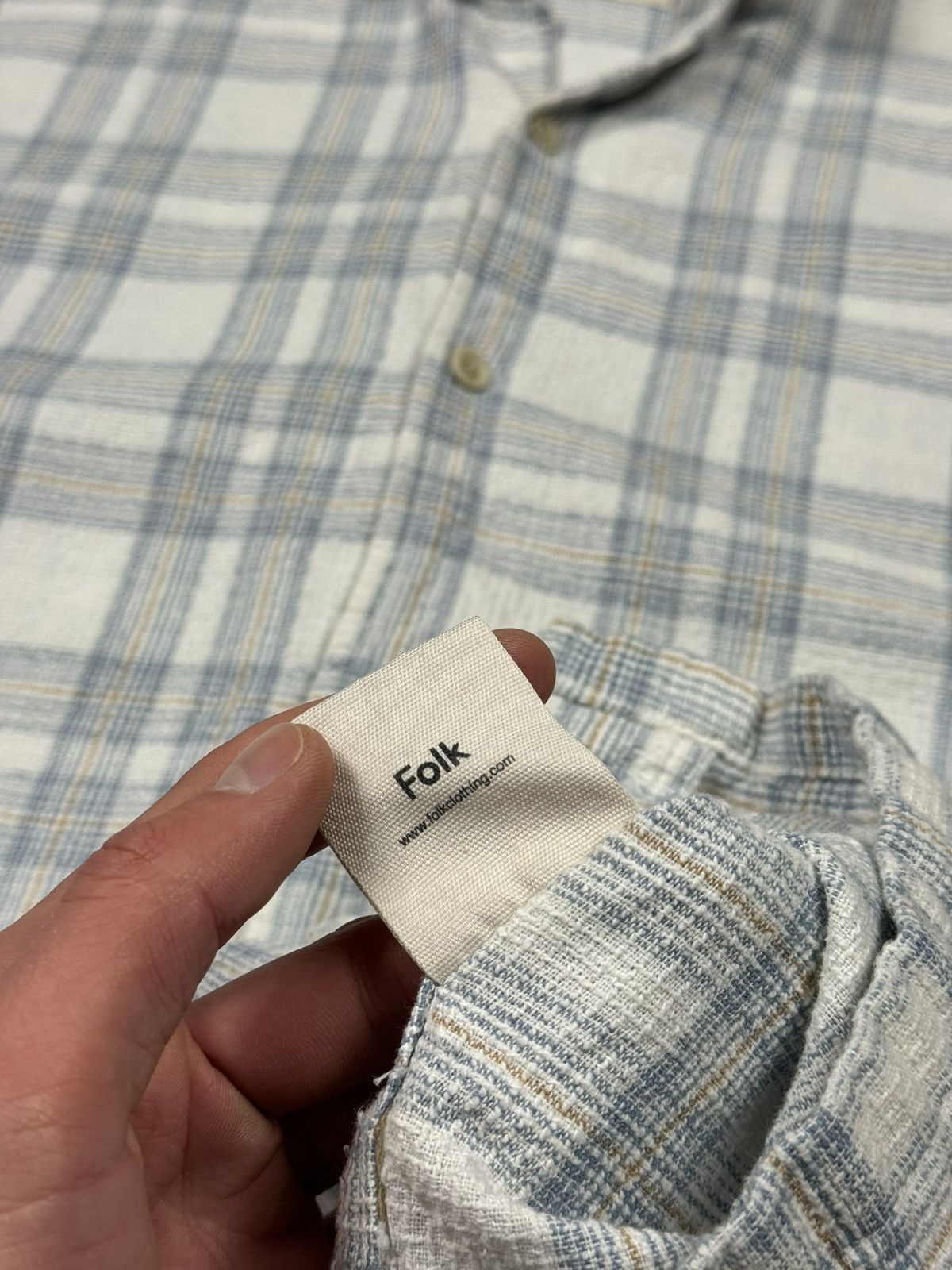 Folk Folk Linen Blend Plaid Short Sleeve Shirt Size XL Blue White Size US XL / EU 56 / 4 - 10 Thumbnail