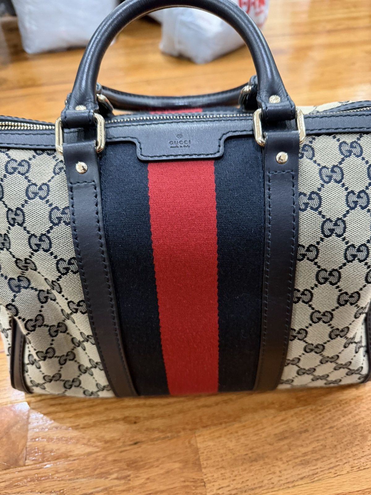 Gucci Gucci GG Canvas Boston Navy Medium Size ONE SIZE - 10 Thumbnail
