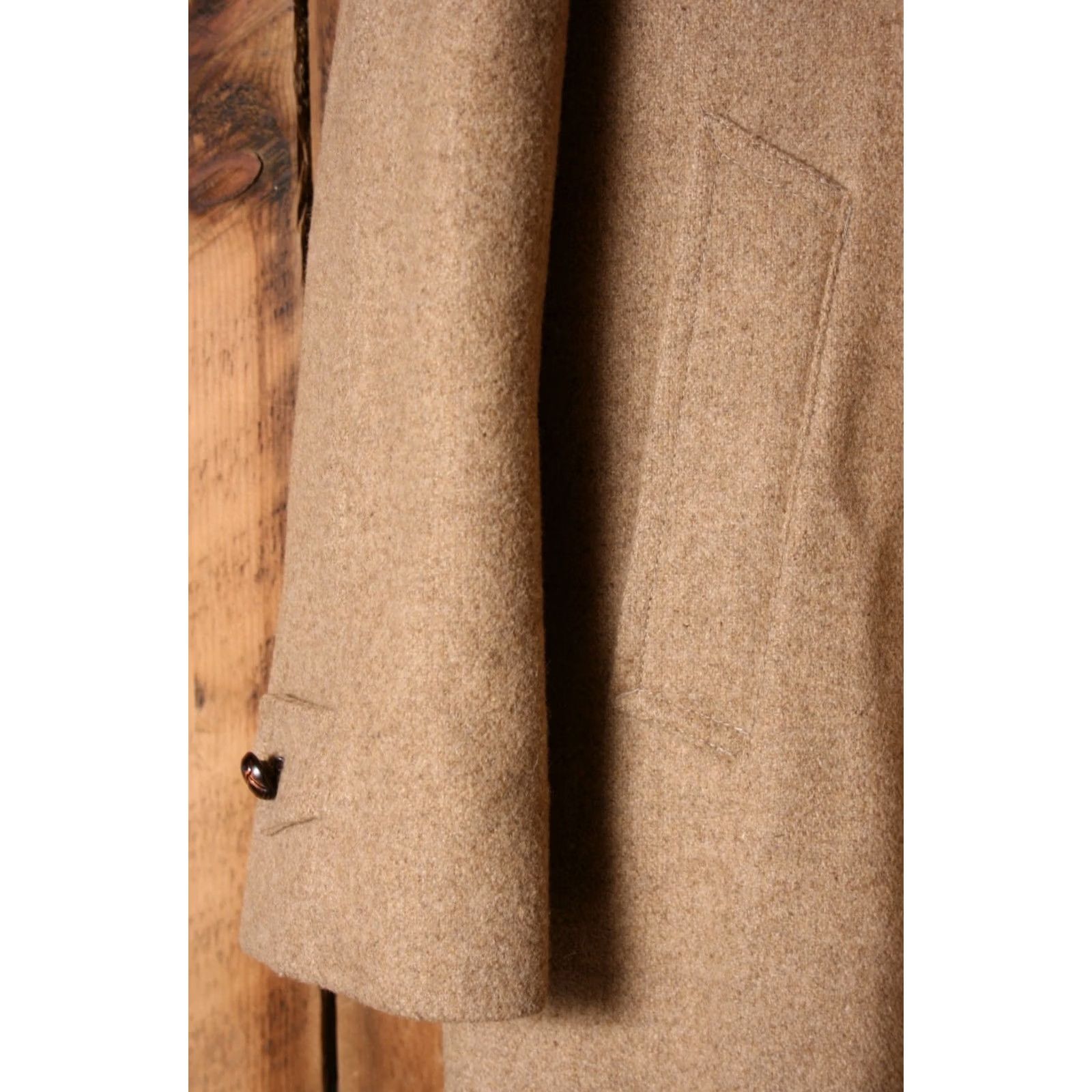 Vintage VINTAGE Lakeland Coat | Tan Wool Blend Top Coat w/Faux Fur Collar & Lining Sz. 44 Mens Overcoat Winter Fall Size US XXL / EU 58 / 5 - 3 Thumbnail
