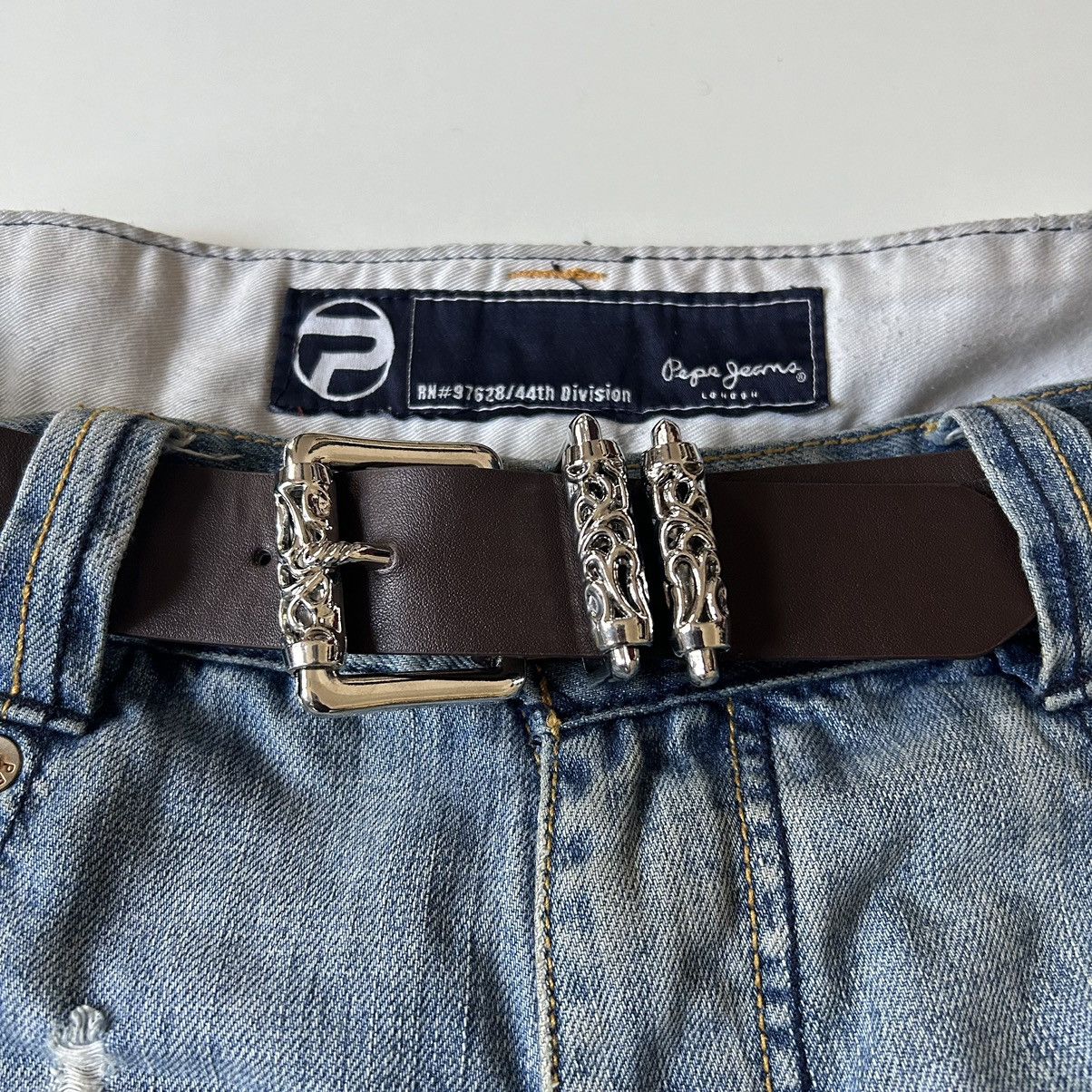 Japanese Brand × Vintage Y2K 2000s Silver cross futuristic brown roller belt Size ONE SIZE - 1 Thumbnail