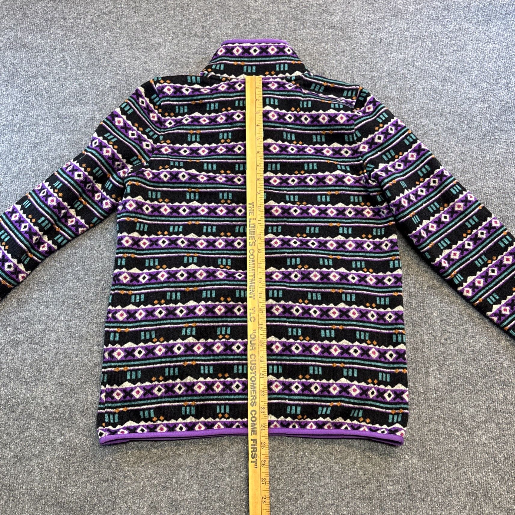 Vintage LL Bean Purple Aztec Striped Womens Med 1/4 Snap Fleece Pullover Southwest Boho Shirt Adults Womens Size M / US 6-8 / IT 42-44 - 6 Thumbnail