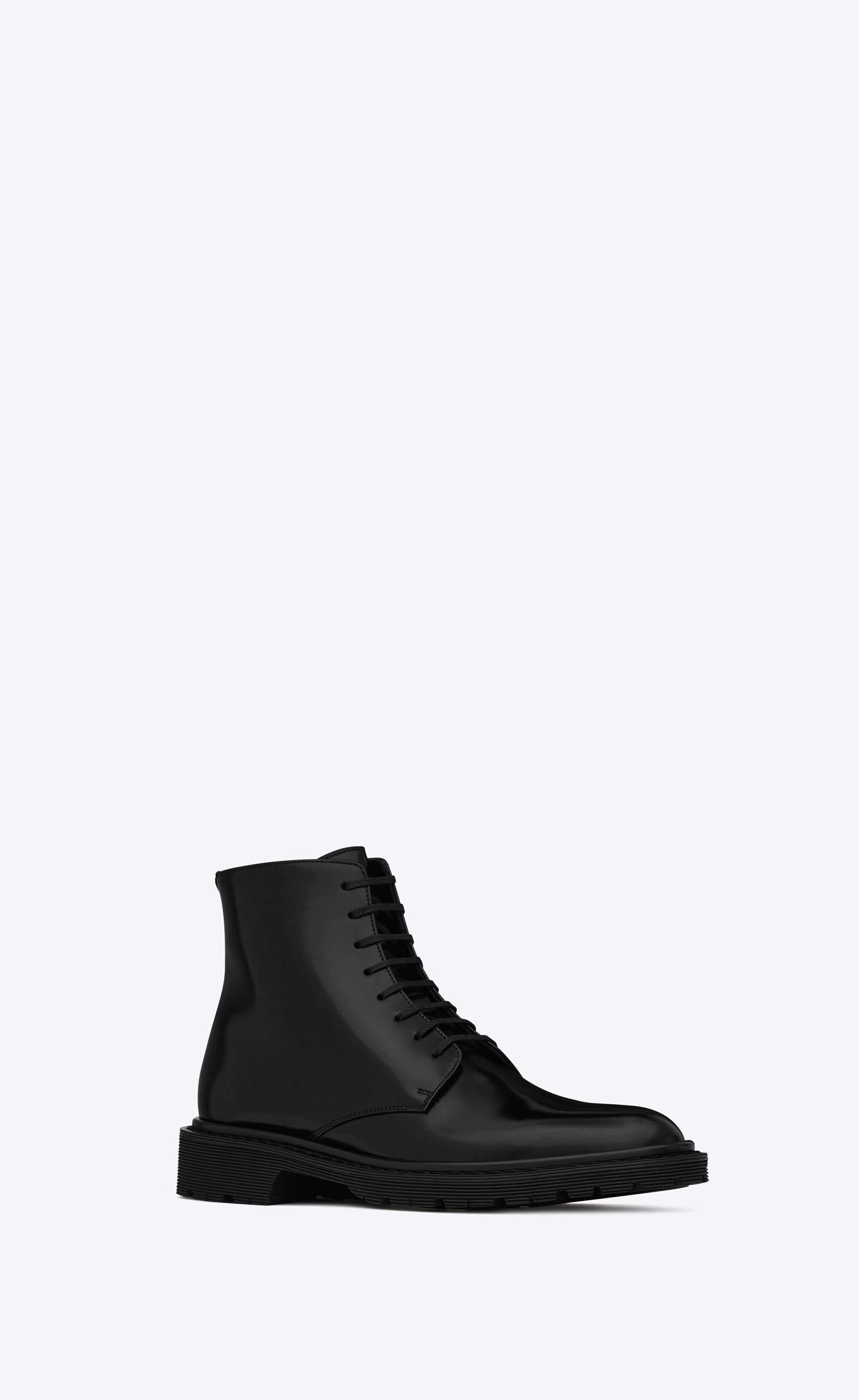 Saint Laurent Paris o1s1wg111224 Army Laced Booties in Shiny Leather in Black Size US 9 / IT 39 - 3 Thumbnail