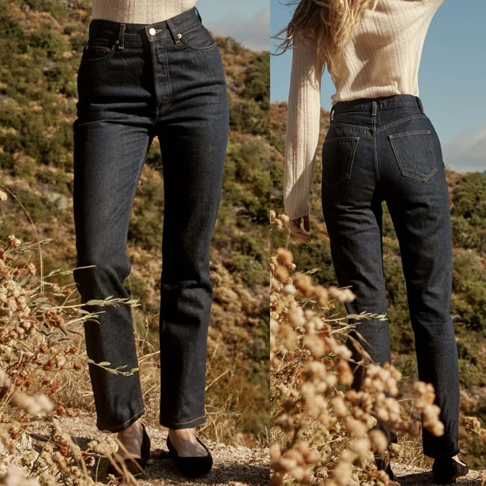 image of NWT Doen Diana Jeans In Rinse Wash High Rise Straight Size 30 in Blue, Women's