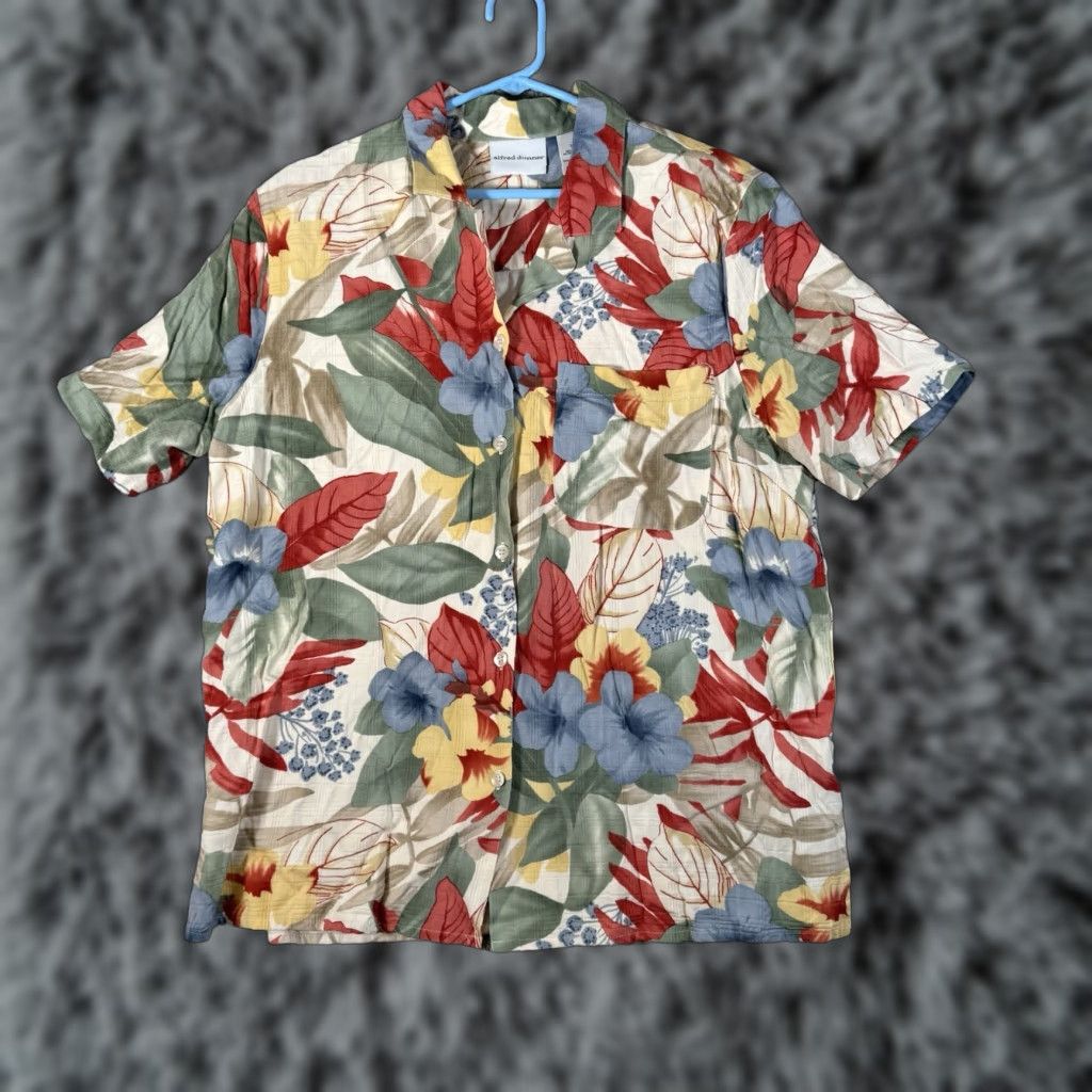Vintage VINTAGE Alfred Dunner Hawaiian Shirt 16 Button-Up Women Boxy Tropical Hibiscus 90s 80s Casual Summer Size XXL / US 16-18 / IT 52-54 - 1 Thumbnail