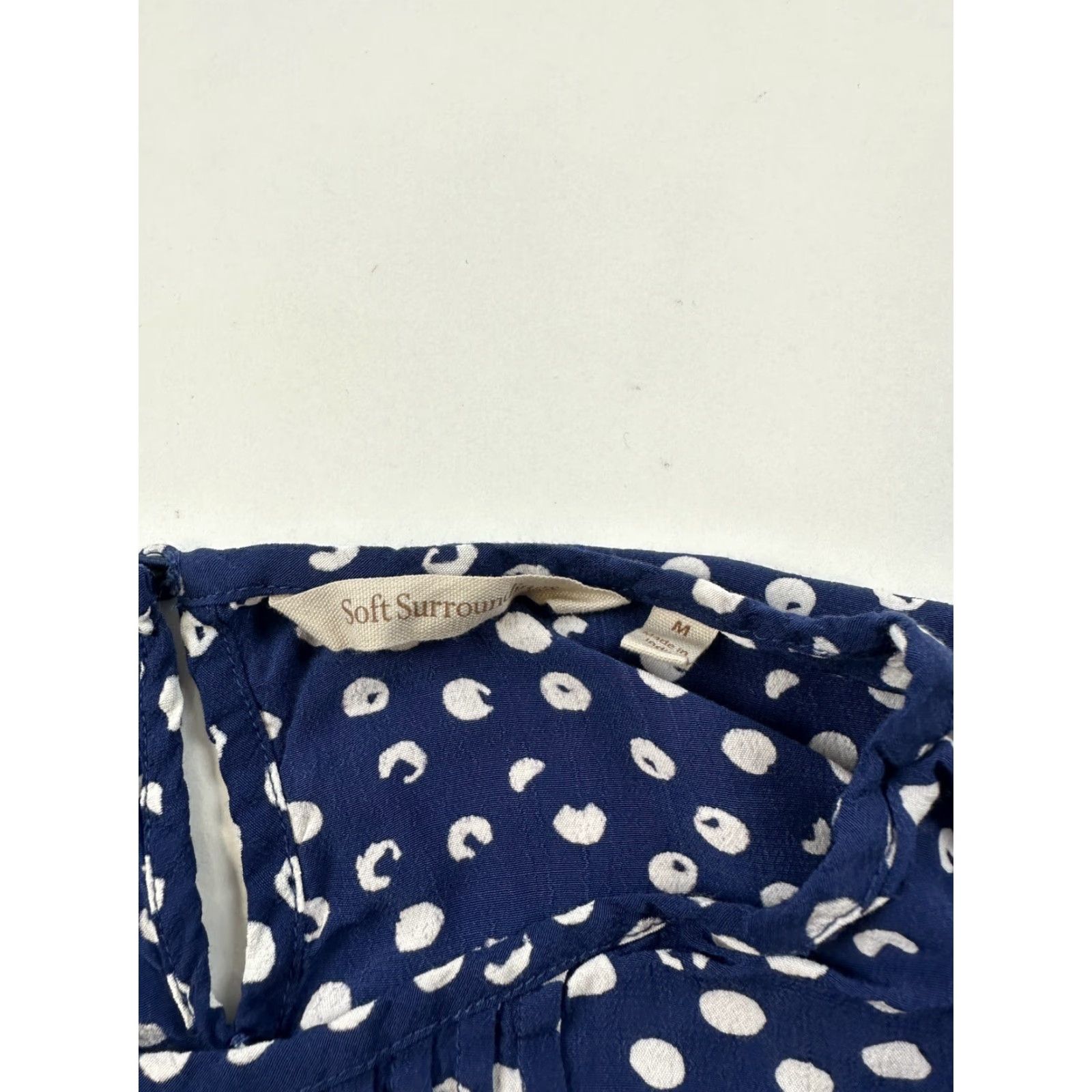 Soft Surroundings Soft Surroundings Blouse Women’s M Polka Dot Round Neck Pullover Long Sleeve Pleated Ruffle Blue Multicolor Viscose Regular - USA? Size M / US 6-8 / IT 42-44 - 4 Thumbnail