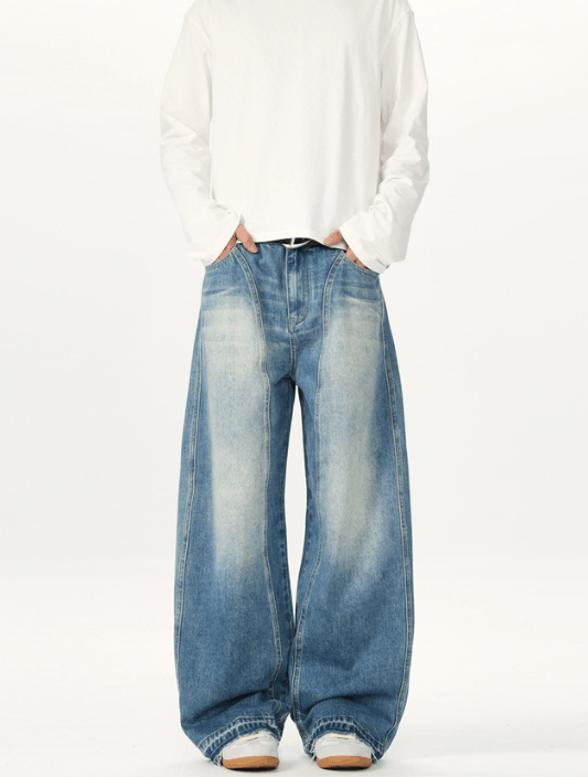 Japanese Brand × Jean American washed vintage wide leg scimitar baggy jeans Size US 32 / EU 48 - 2 Thumbnail