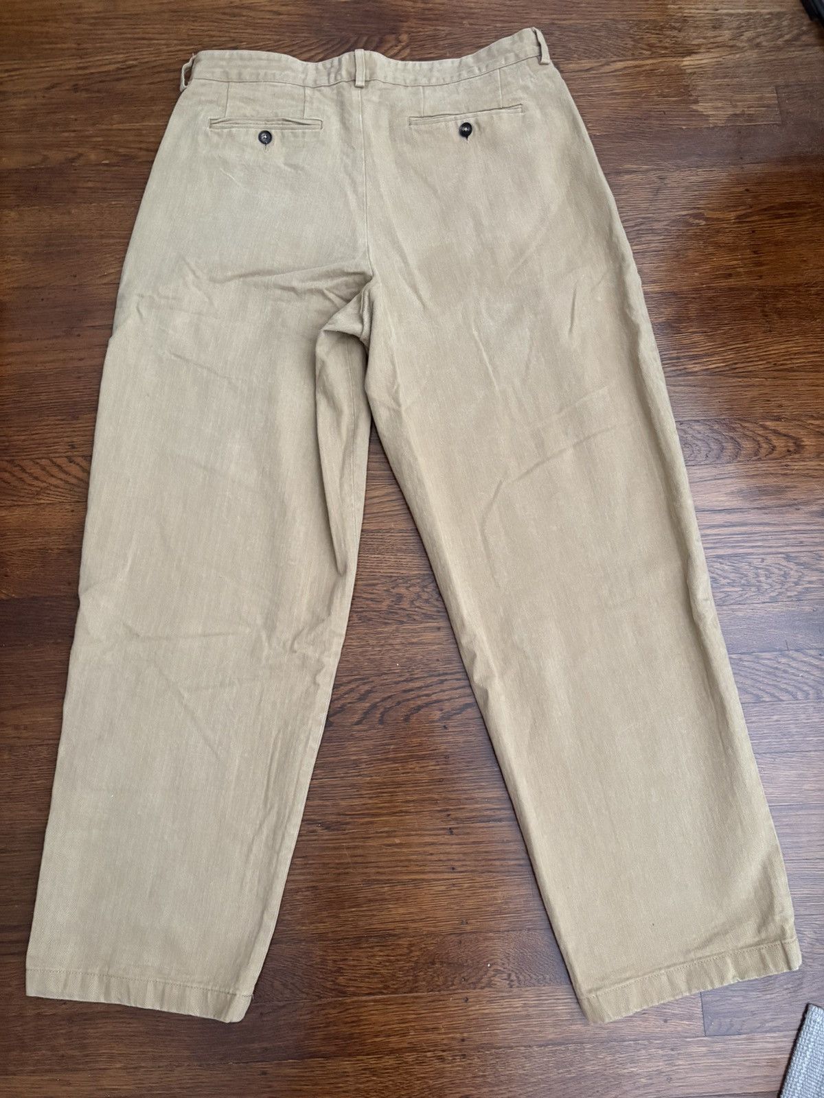 Noah Noah Double-Pleat Herringbone Pant Kahki Beige sz 34 Size US 34 / EU 50 - 2 Thumbnail