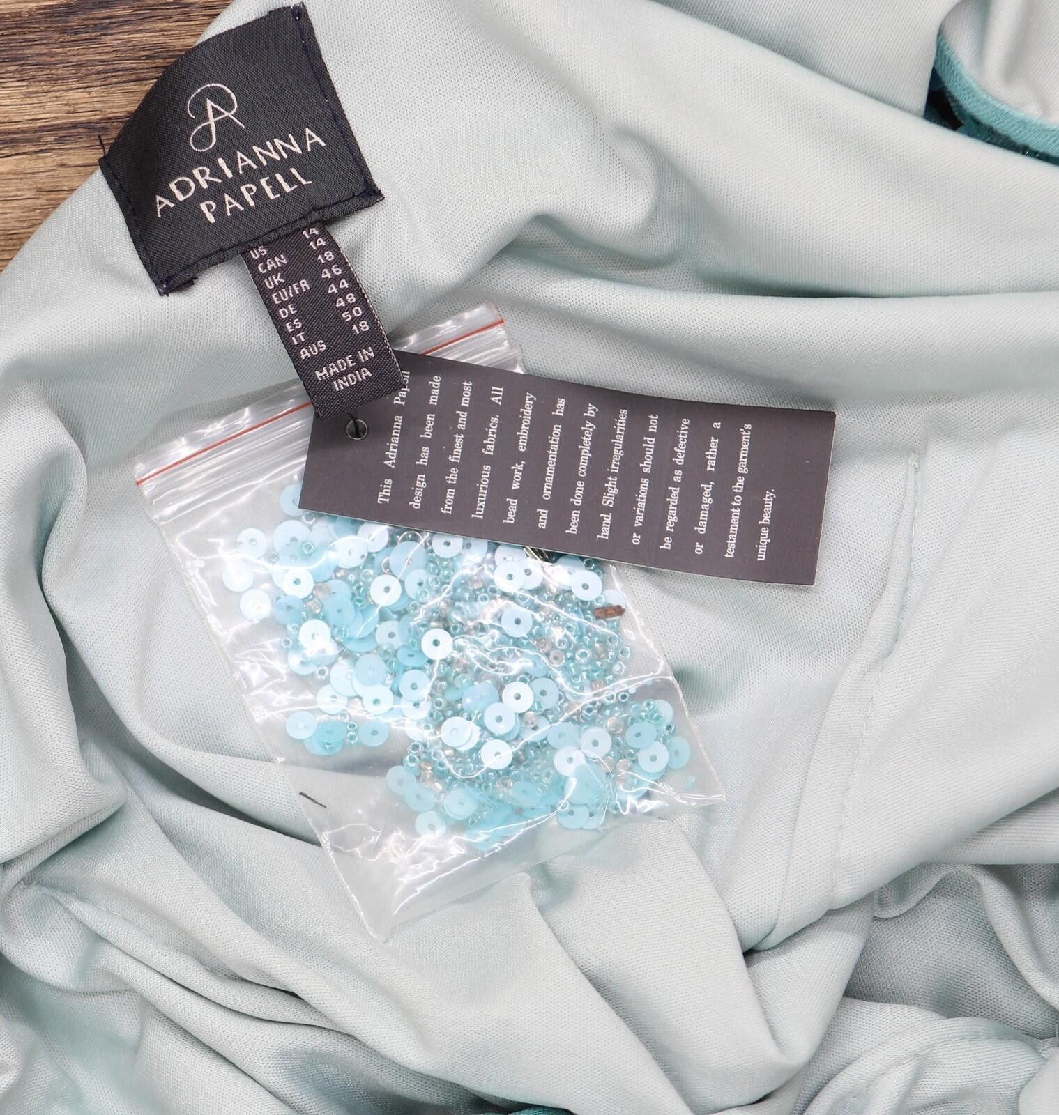 Other Nwt Adrianna Papell One Slit Dress Gown Aqua Luster Blue 14 Size XL / US 12-14 / IT 48-50 - 3 Thumbnail