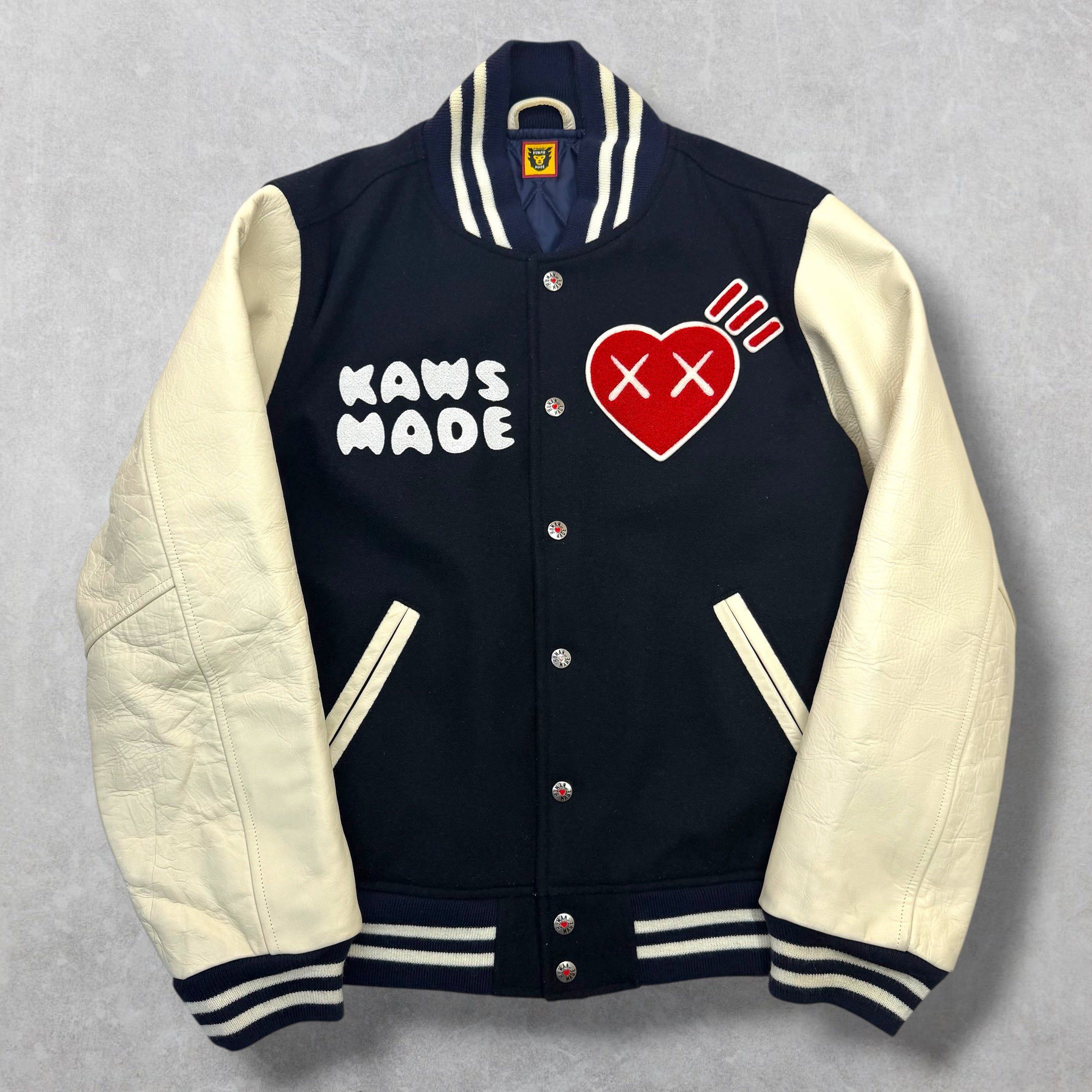 Human Made Human Made x Kaws Navy Varsity Jacket M Size US M / EU 48-50 / 2 - 1 Thumbnail