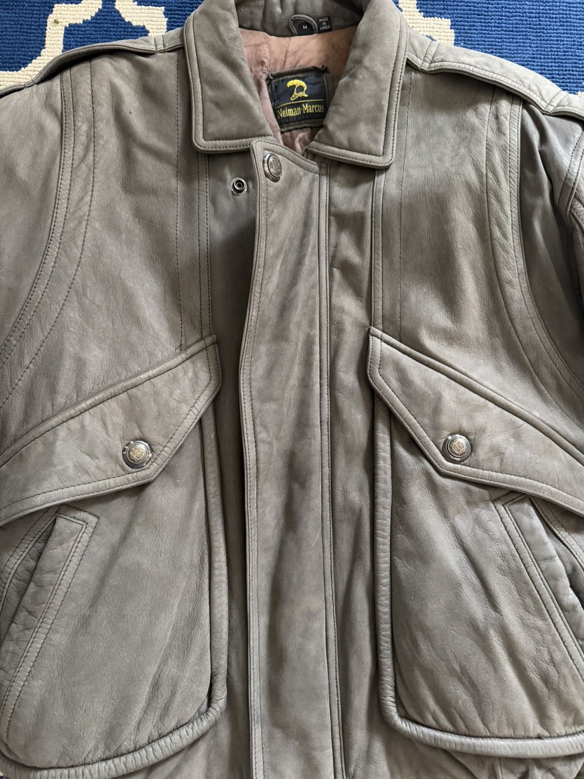 Neiman Marcus Neiman marcus green suede leather bomber jacket Size US M / EU 48-50 / 2 - 2 Thumbnail