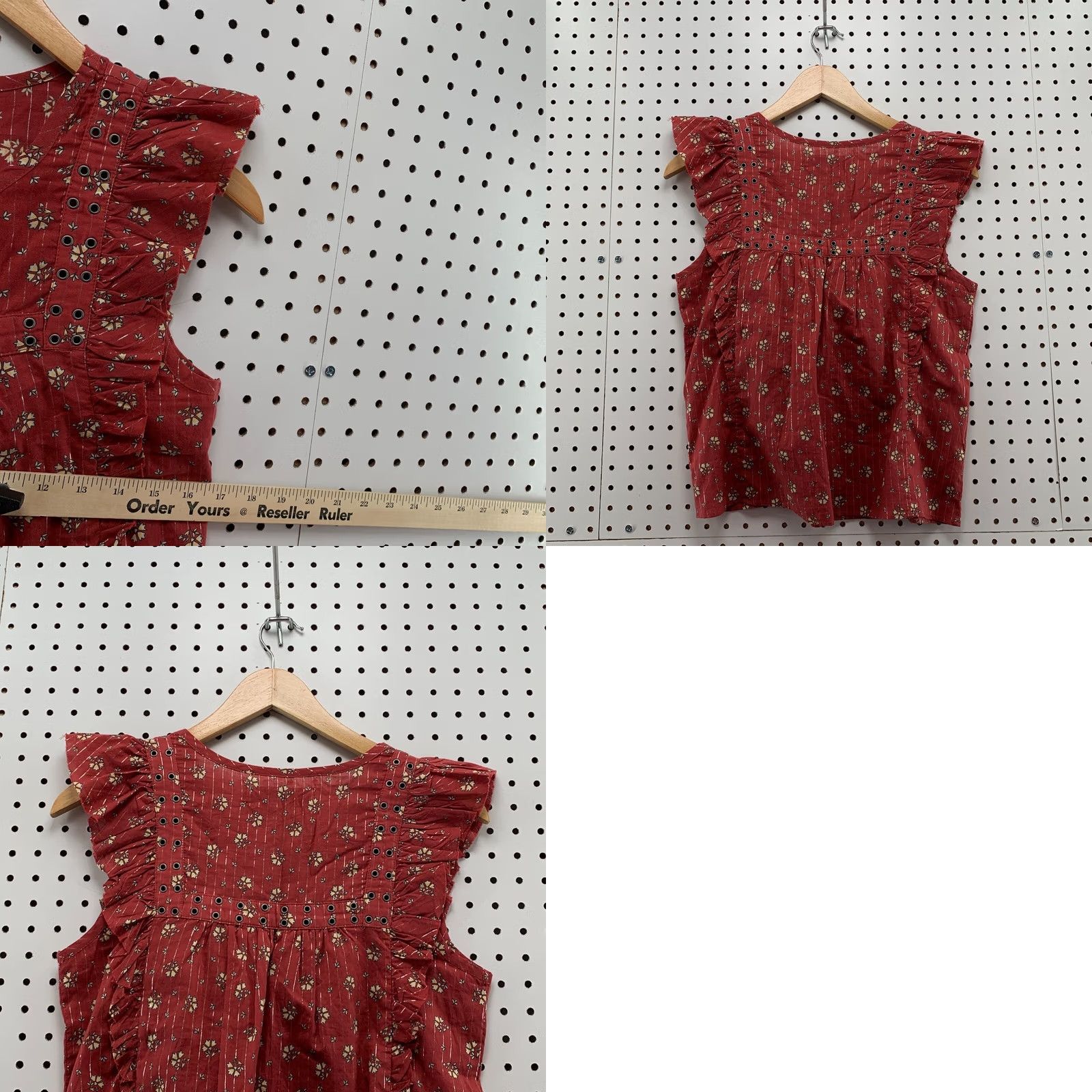 Abercrombie & Fitch Abercrombie & Fitch Floral Ruffle Top WOmens XS Auburn Silver Metallic Size XS / US 0-2 / IT 36-38 - 9 Thumbnail