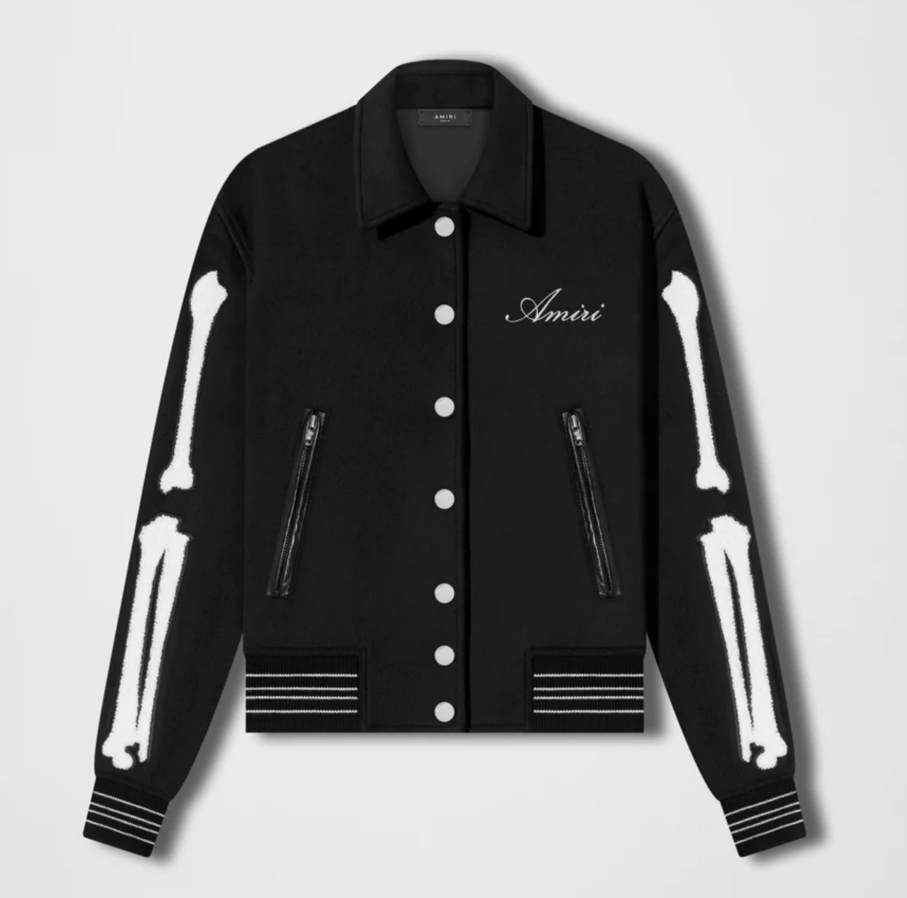 Amiri $1,690 Black Wool Bone Skeleton Varsity Jacket Size S / US 4 / IT 40 - 1 Thumbnail