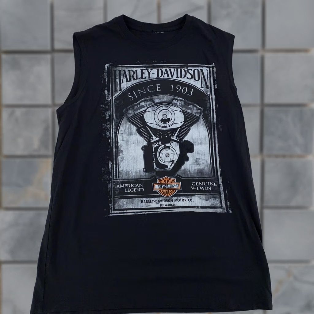Harley Davidson Harley-Davidson T-Shirt Mens Medium Sleeveless Black Graphic Print Motorcycle Vintage Biker Maine USA? Size US M / EU 48-50 / 2 - 1 Thumbnail