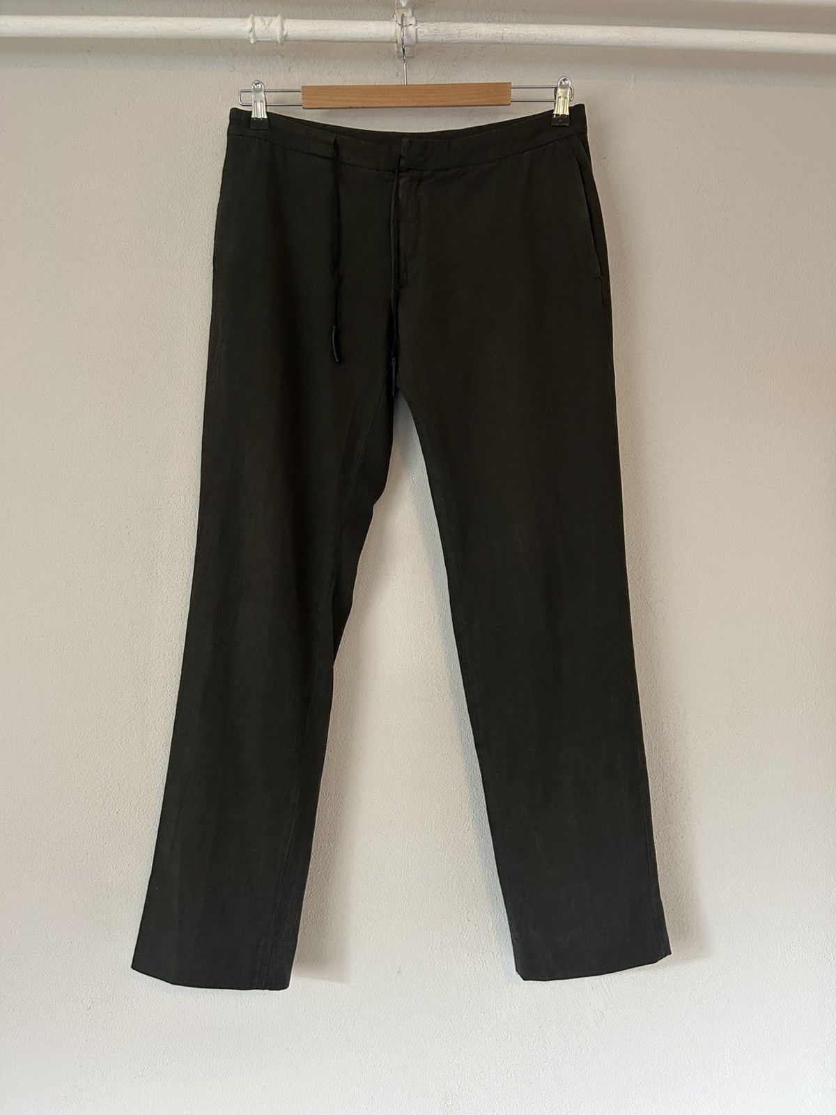 Maison Margiela Maison Margiela Dark Green Wool-Linen Blend Trousers Size US 34 / EU 50 - 1 Thumbnail