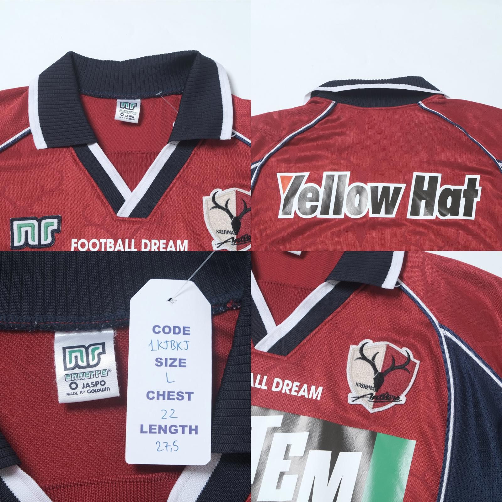 Designer 2001/02 Kashima Antlers Home Shirt J-League Ennerre (L) Size US L / EU 52-54 / 3 - 4 Thumbnail