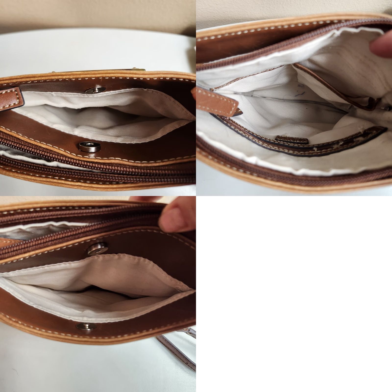 Chaps Chaps Crossbody Bag Womens Cream Canvas Herringbone/Brown Faux Leather Travel Casual Small Beige Beige Silver Crossbody Strap Size ONE SIZE - 8 Thumbnail