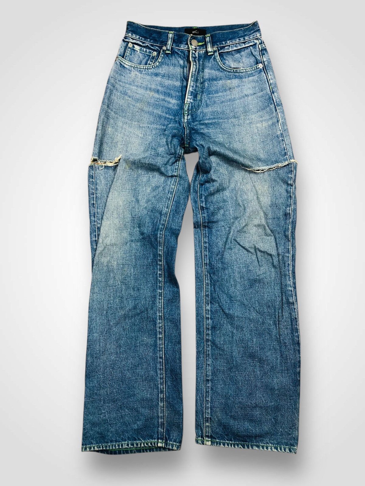 If Six Was Nine WCJ Wide-Leg Ripped Jeans - Unique Thigh Cutout Denim (40) Size US 26 / EU 42 - 1 Thumbnail