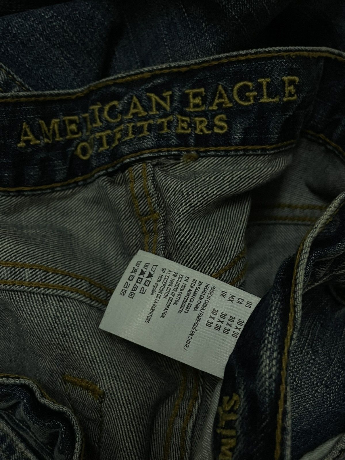 Japanese Brand VINTAGE AMERICAN EAGLE RARE DESIGN PATCHWORK RIPPED DENIM Size US 31 - 15 Thumbnail