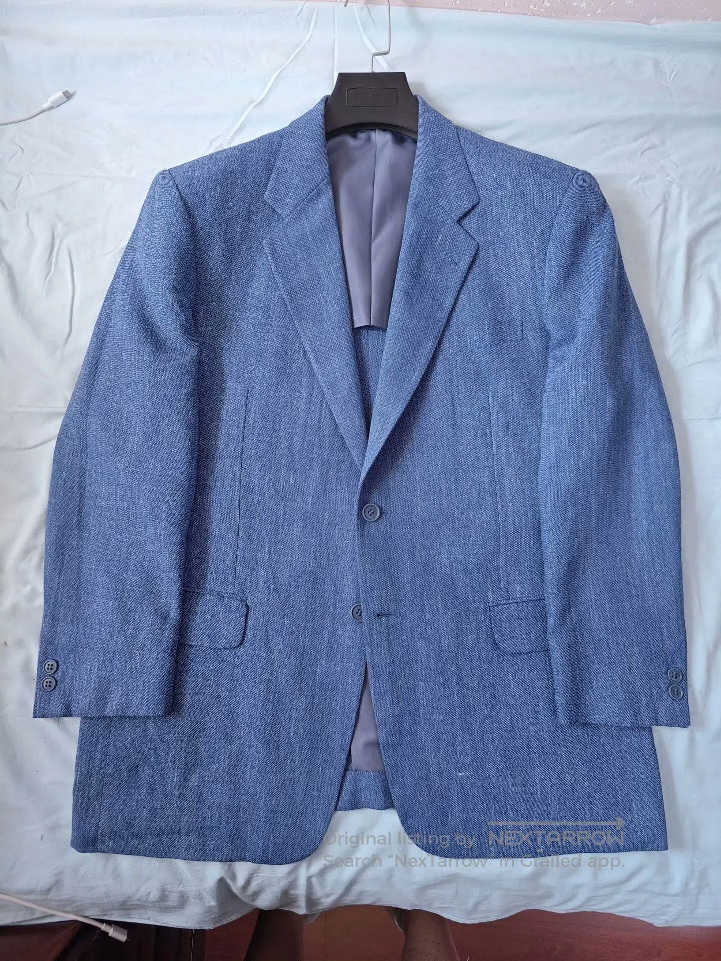 Japanese Brand Custom Italian Blue Suit Jacket. Size US L / EU 52-54 / 3 - 5 Thumbnail